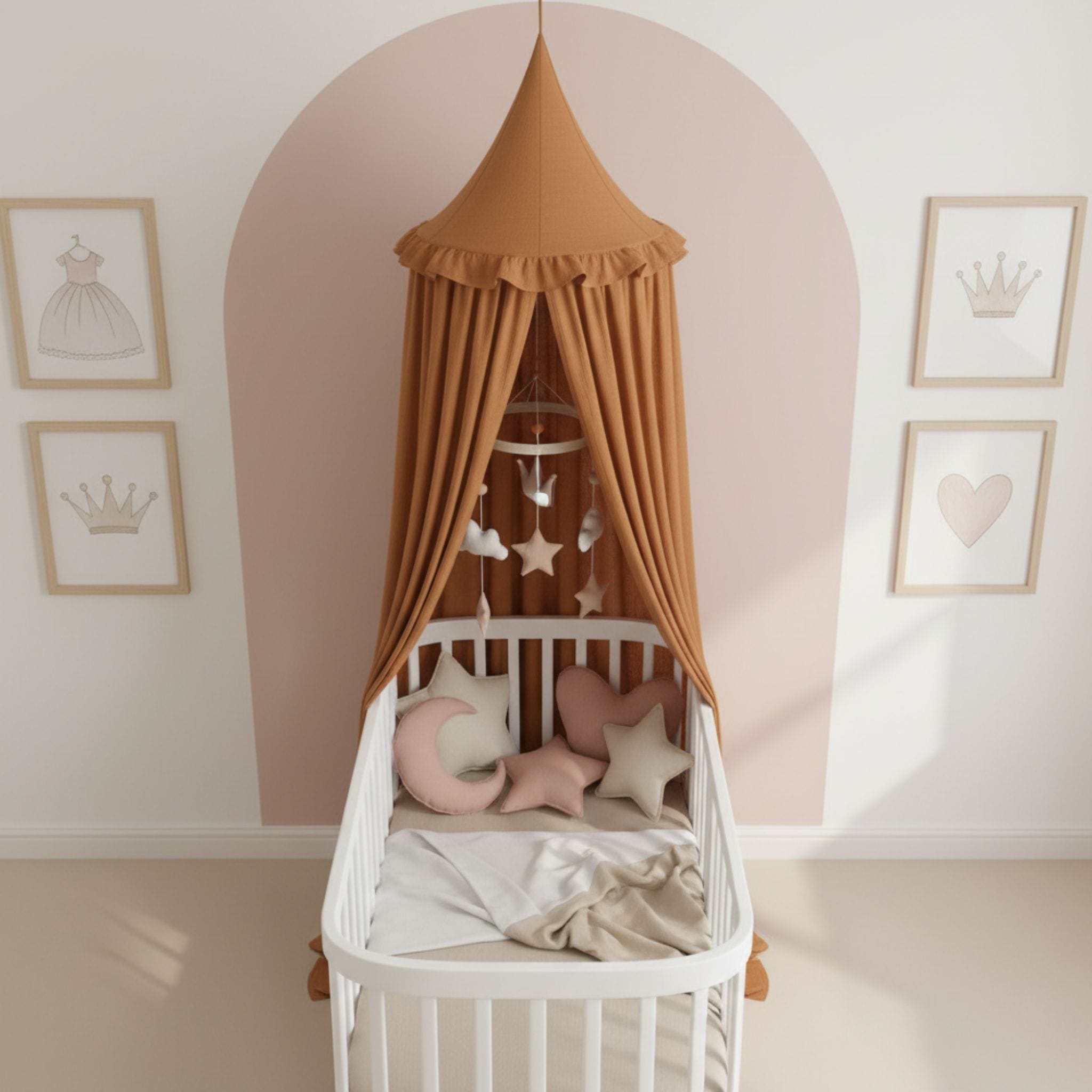 Ruffle Linen Canopy, Linen Bed Canopy