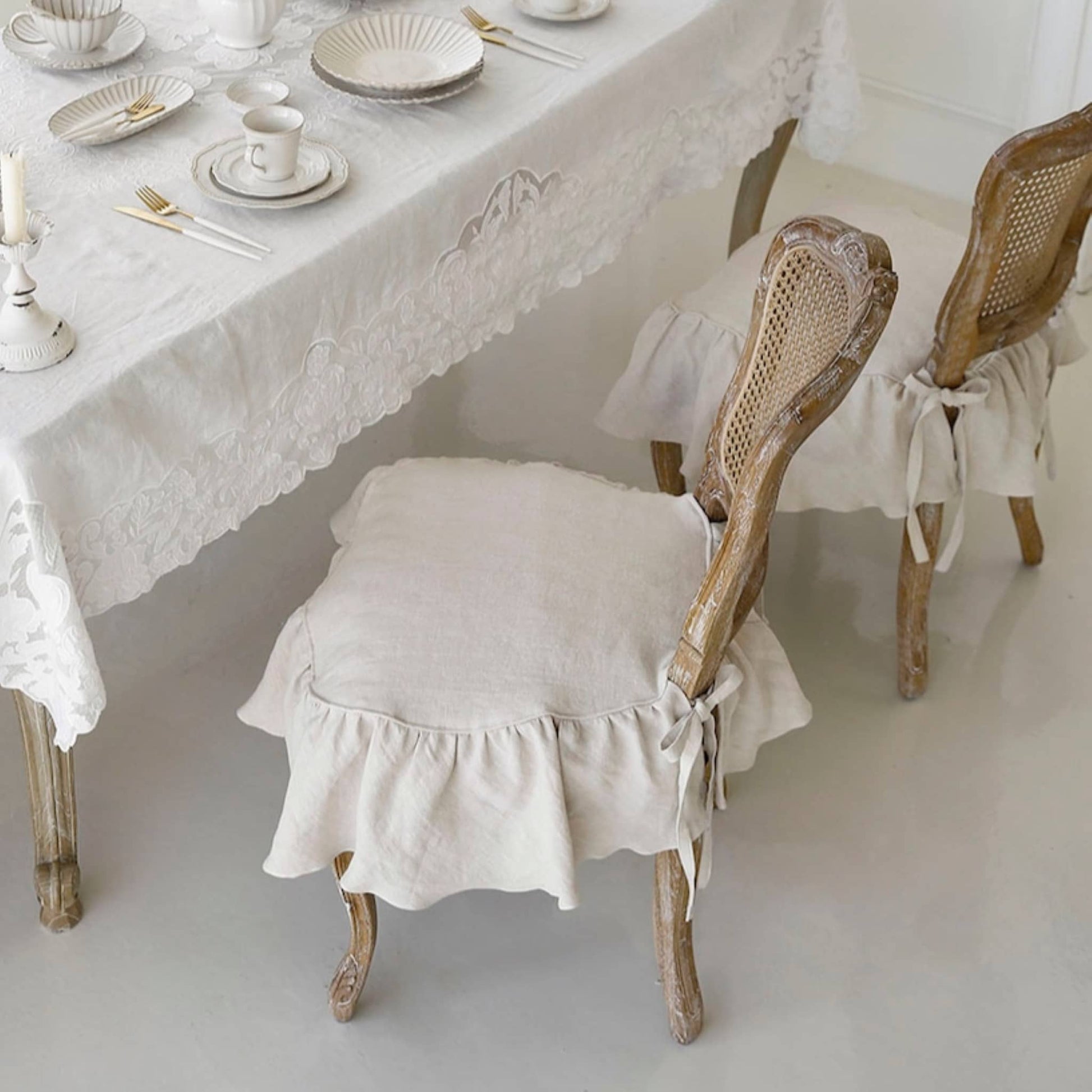 Ruffle Linen Chair Slipcover, Chair Slipcovers Linen