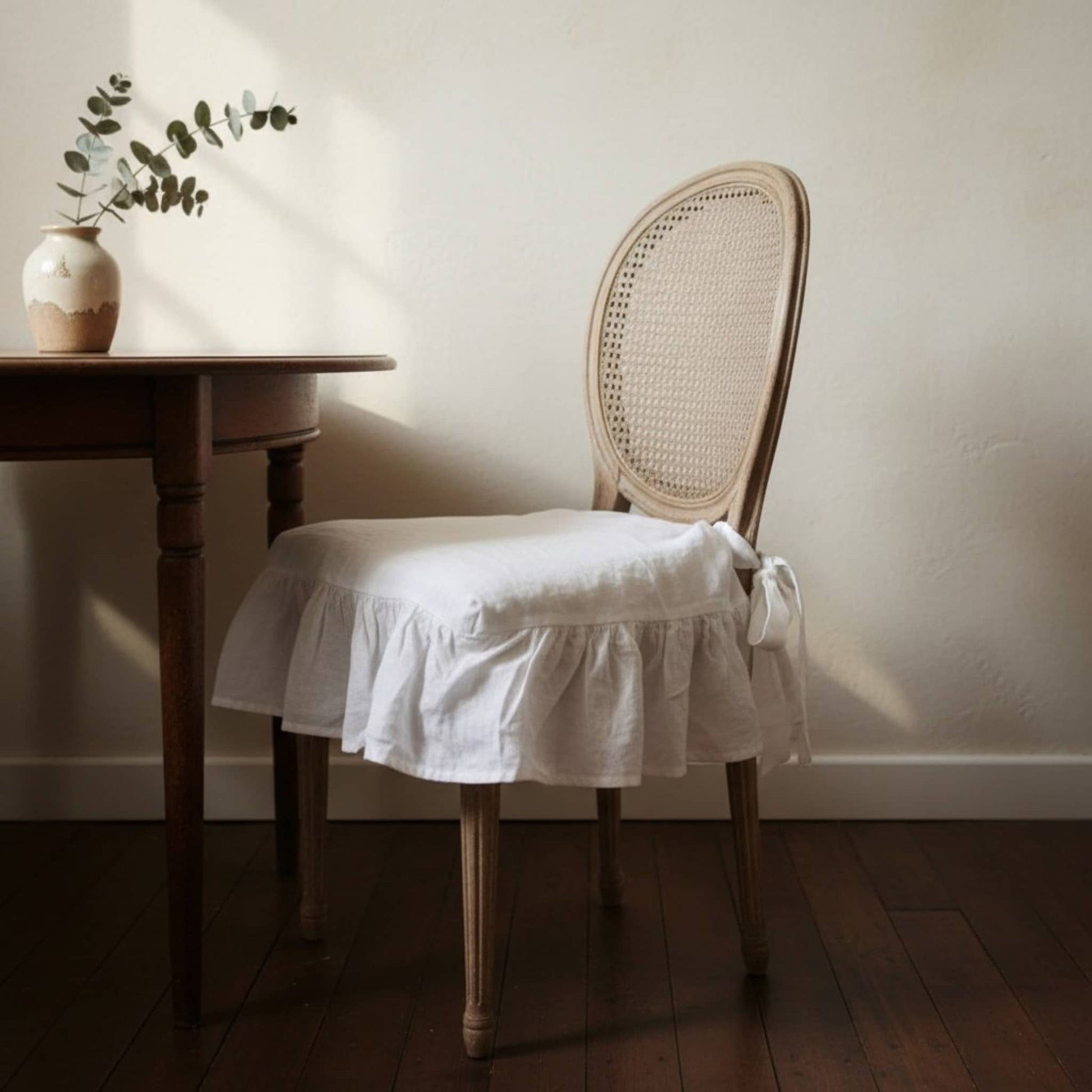 Ruffle Linen Chair Slipcover, Linen Chair Cover