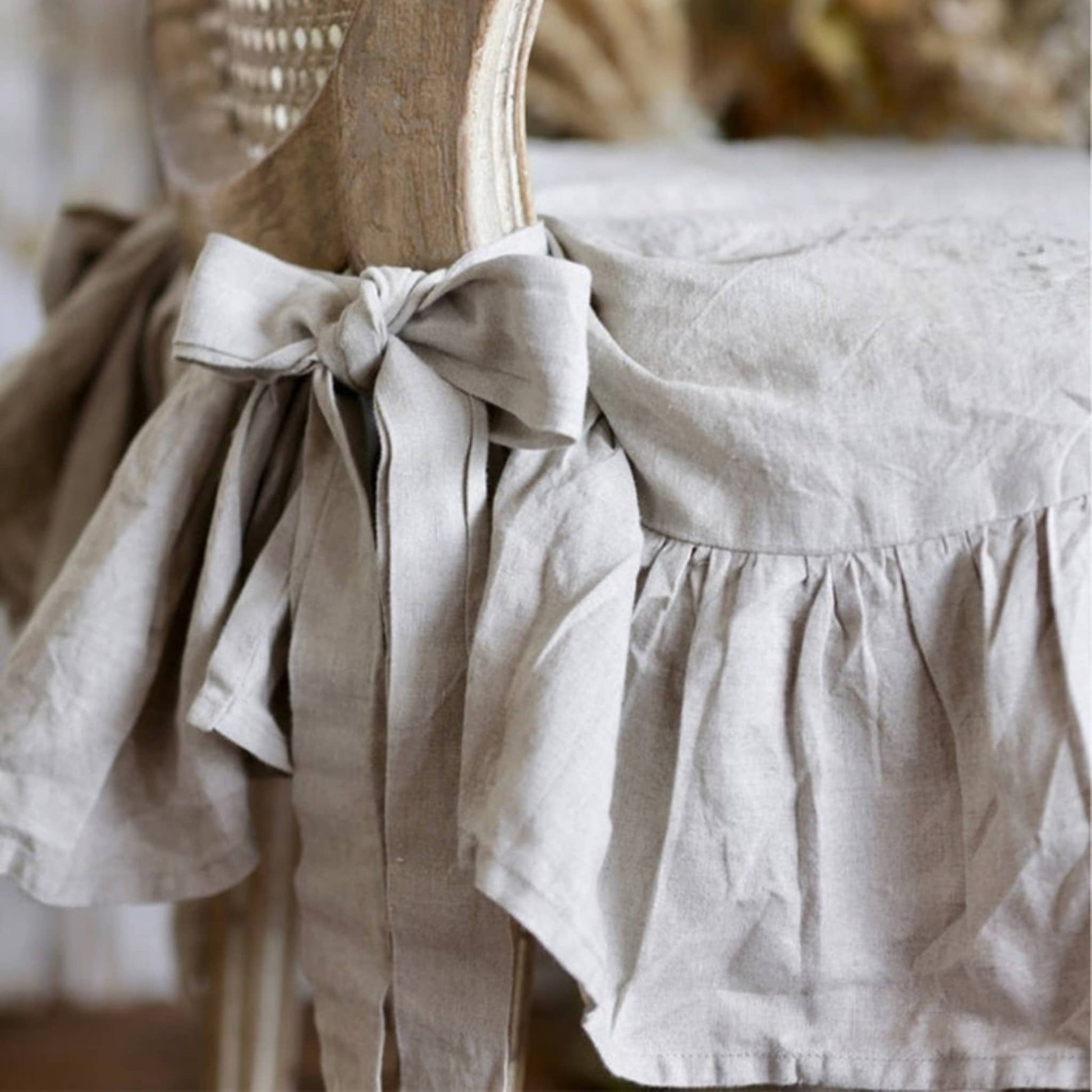 Ruffle Linen Chair Slipcover, Linen Chair Cover