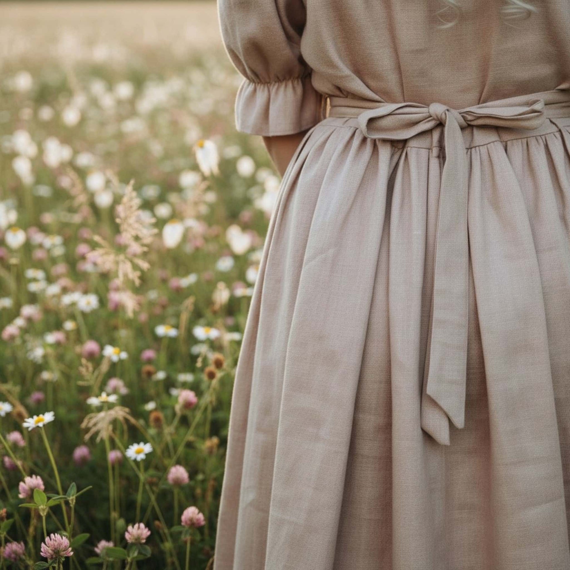 Ruffle Linen Maxi Dress, Linen Vintage Dress