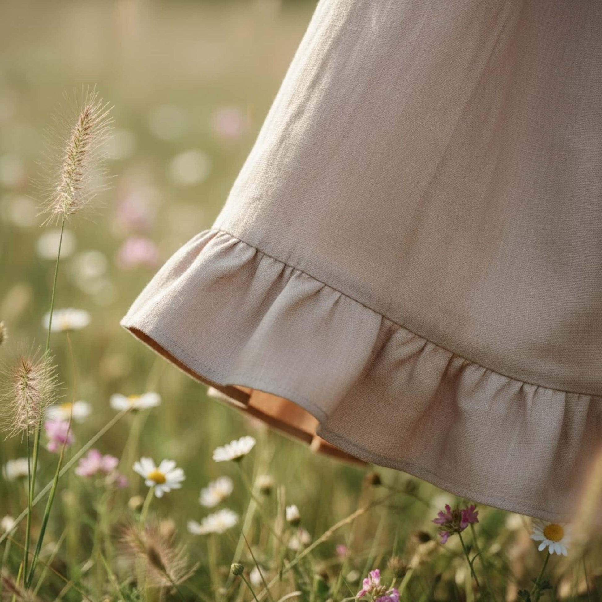 Ruffle Linen Maxi Dress, Linen Vintage Dress