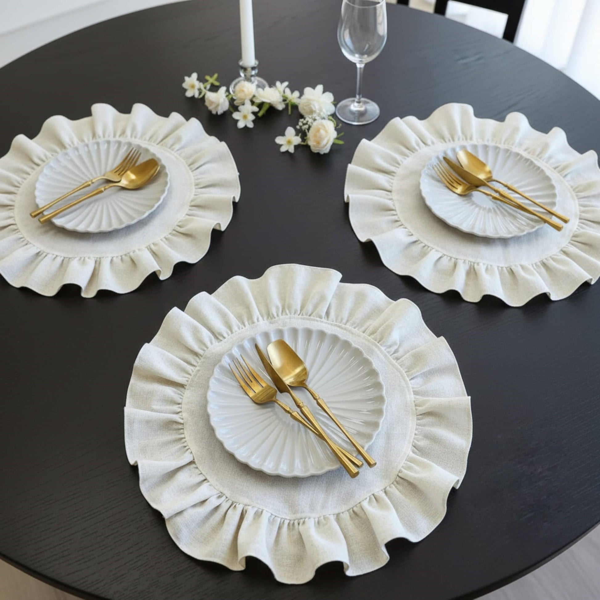 Ruffle Linen Napkin, Vintage Linen Napkins