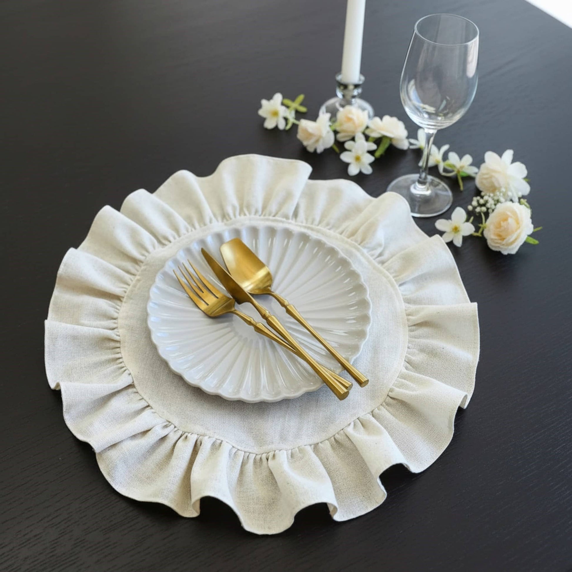 Ruffle Linen Napkin, Vintage Linen Napkins