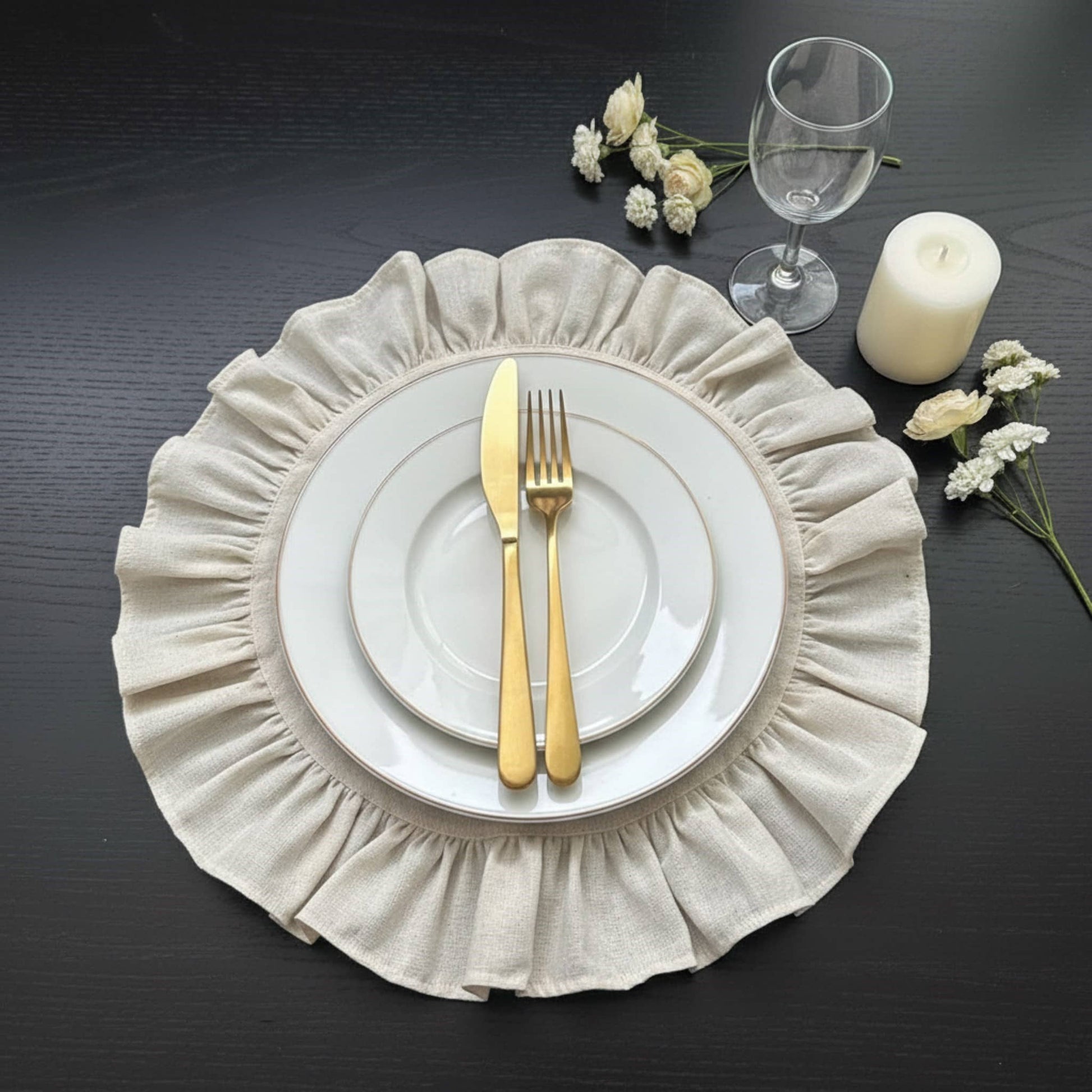 Ruffle Linen Napkin, Vintage Linen Napkins