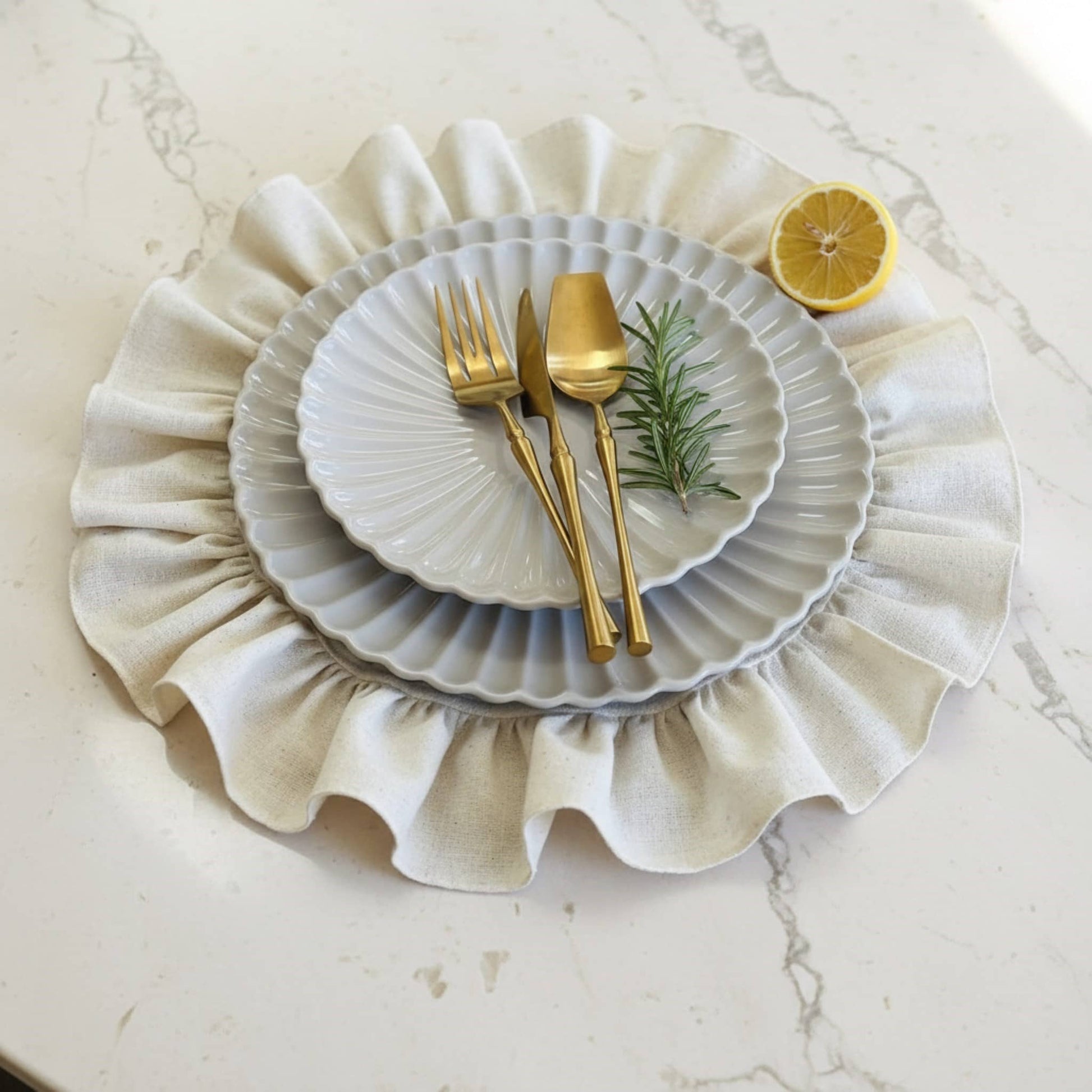 Ruffle Linen Napkin, Vintage Linen Napkins