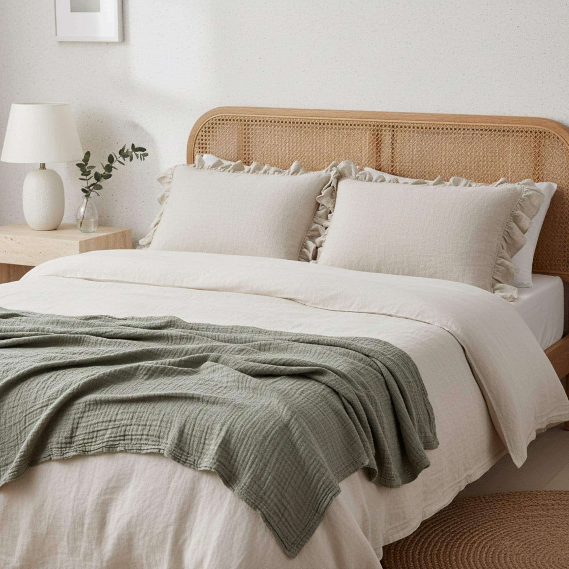 Ruffle Linen Pillowcase, Linen Pillow Covers