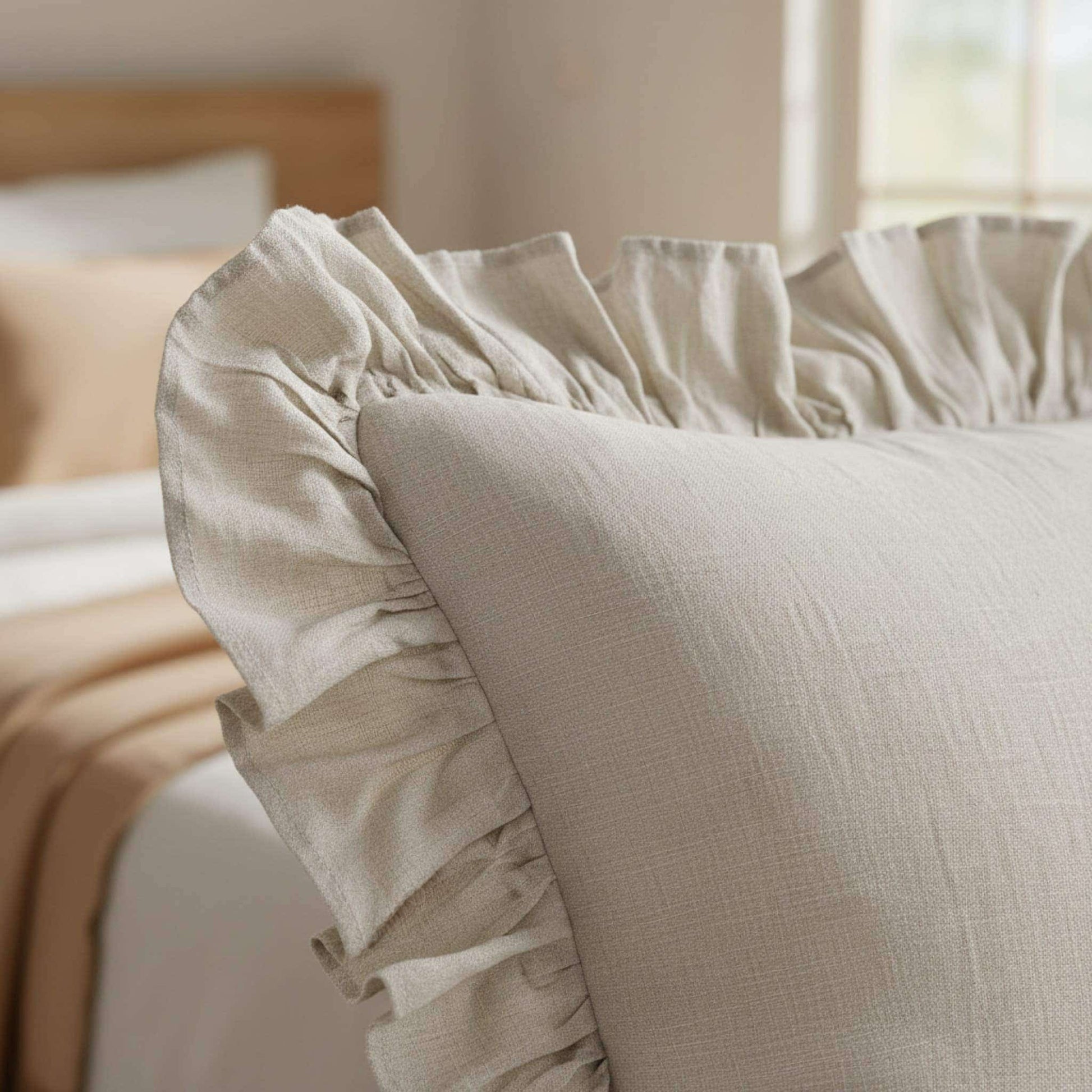 Ruffle Linen Pillowcase, Linen Pillow Covers