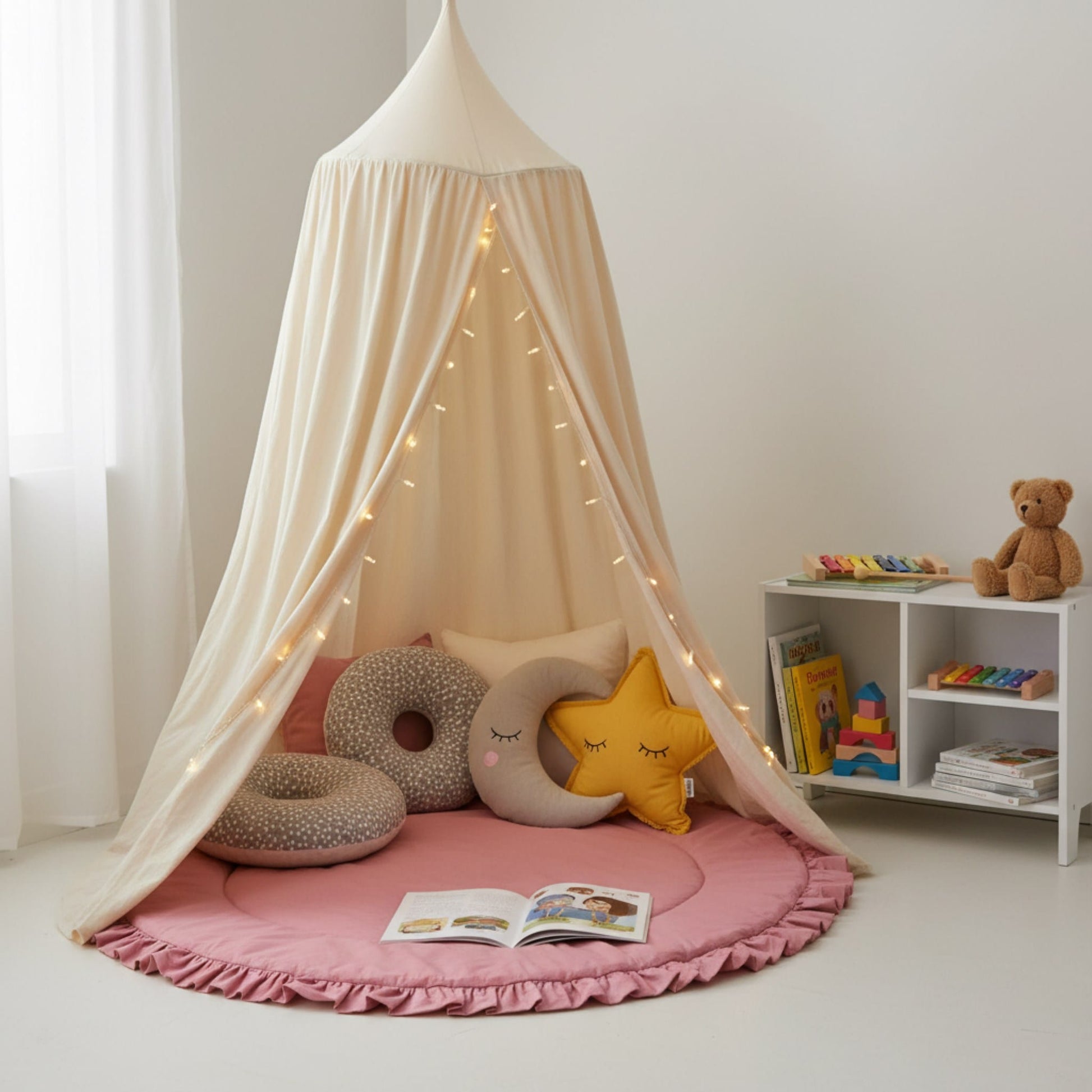 Ruffle Linen Play Mat, Round Baby Play Mat