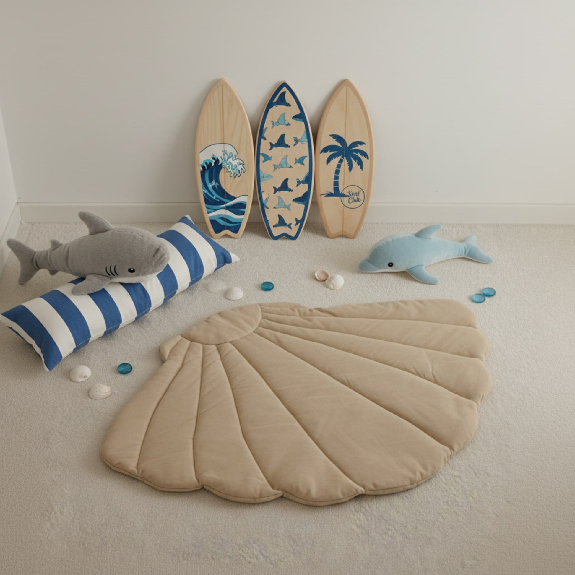 Shell Linen Play Mat, Baby Play Mat