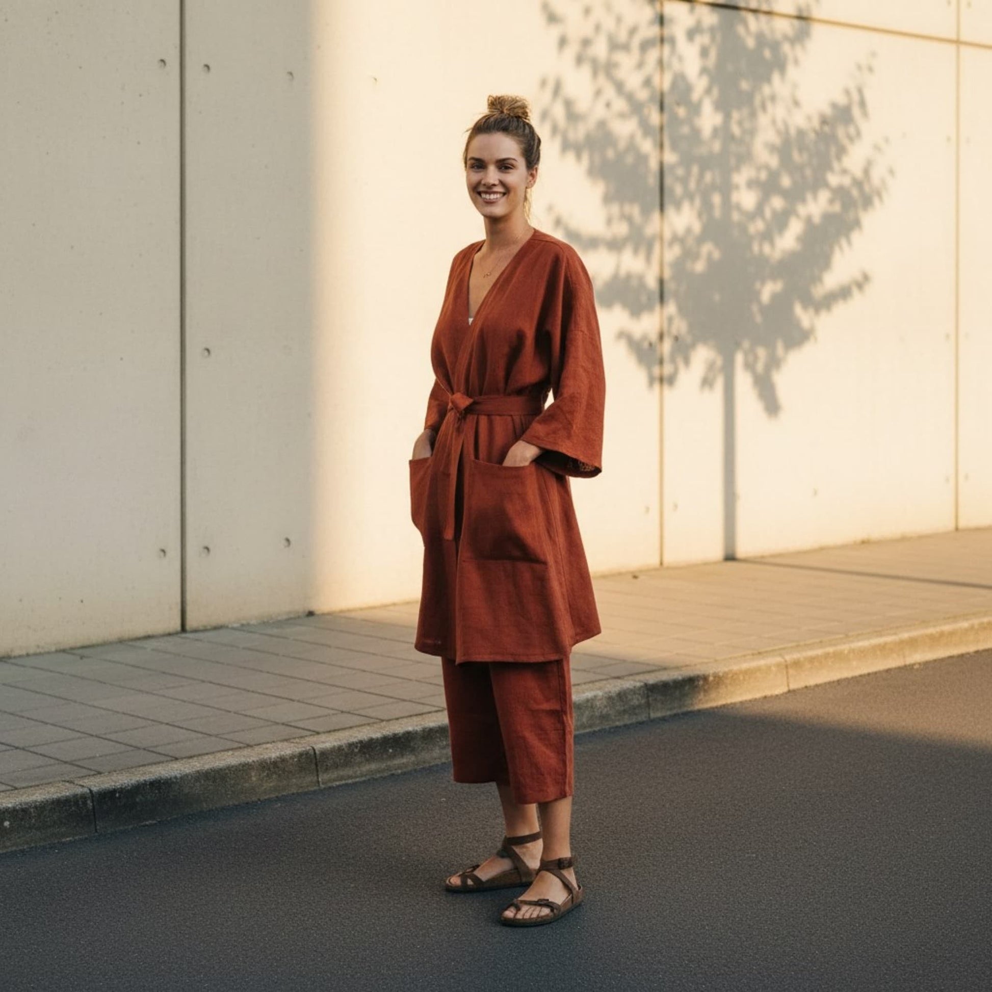 Short Linen Robe, Linen Kimono Robe
