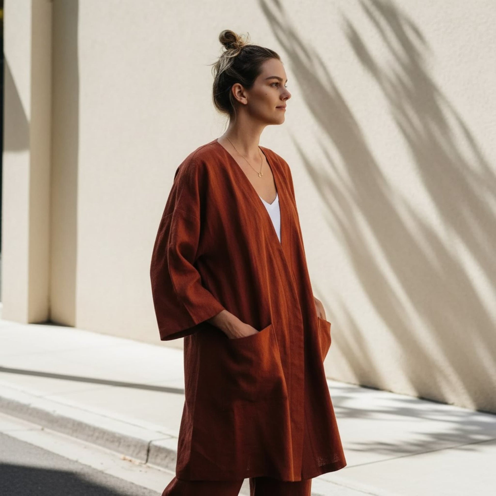 Short Linen Robe, Linen Kimono Robe