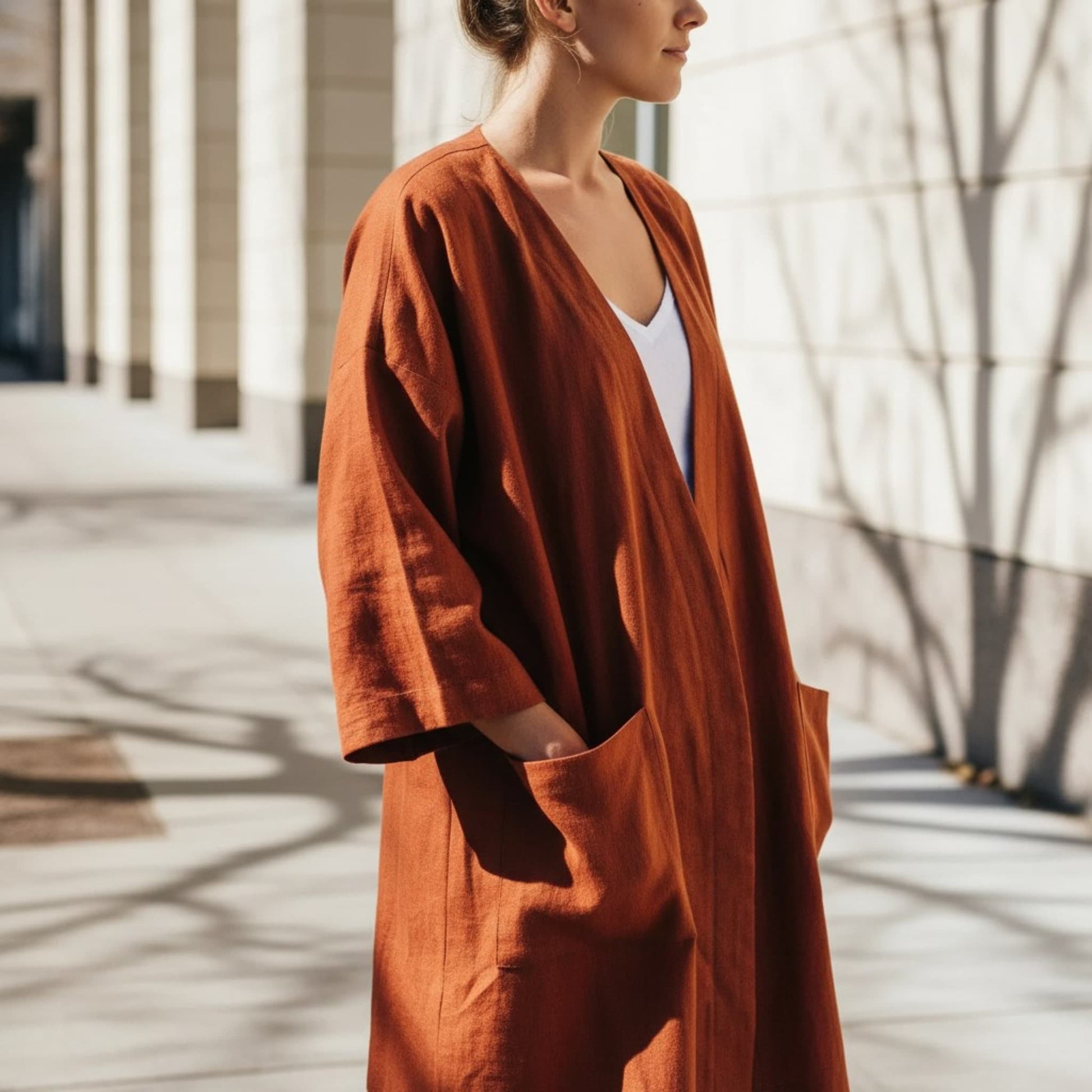 Short Linen Robe, Linen Kimono Robe