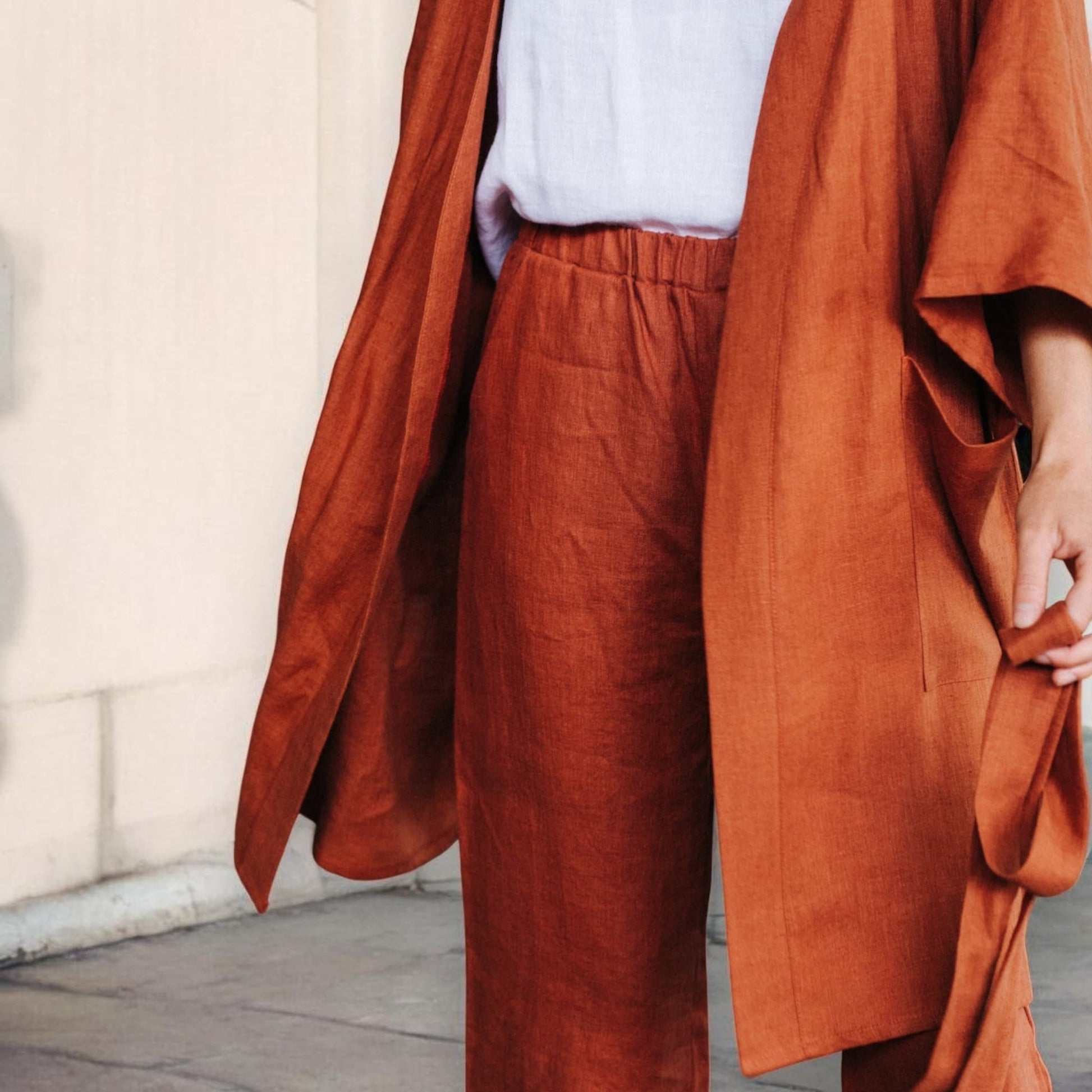 Short Linen Robe, Linen Kimono Robe