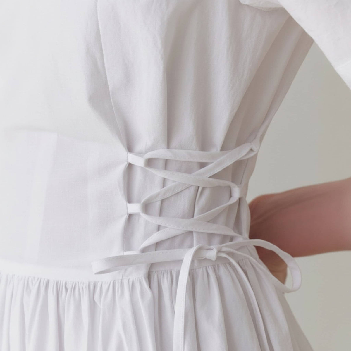 Short Sleeve Linen Midi Dress, Corset A Line Midi Dress