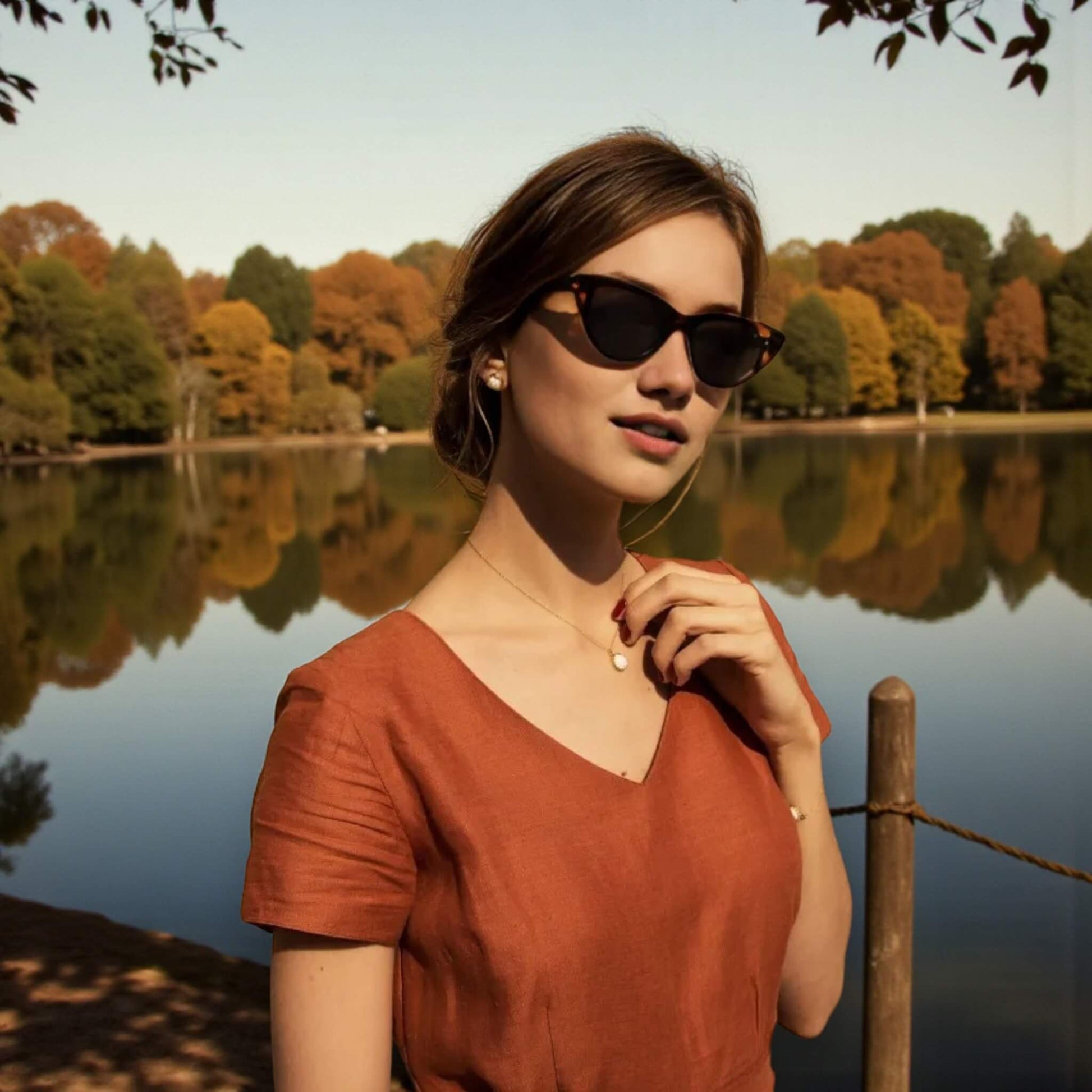 Short Sleeve Linen Midi Dress, V Neck Midi Dress