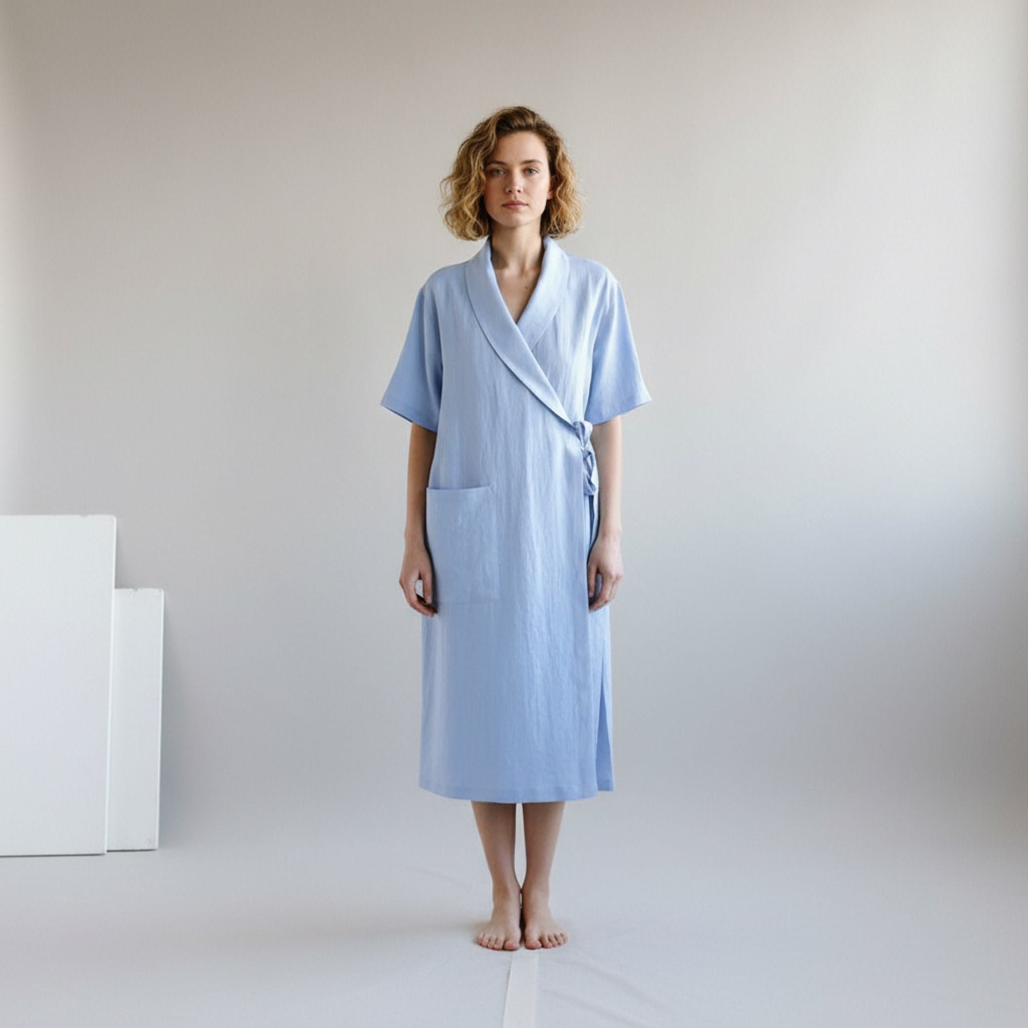 Short Sleeve Linen Robe, Linen Robe Womens
