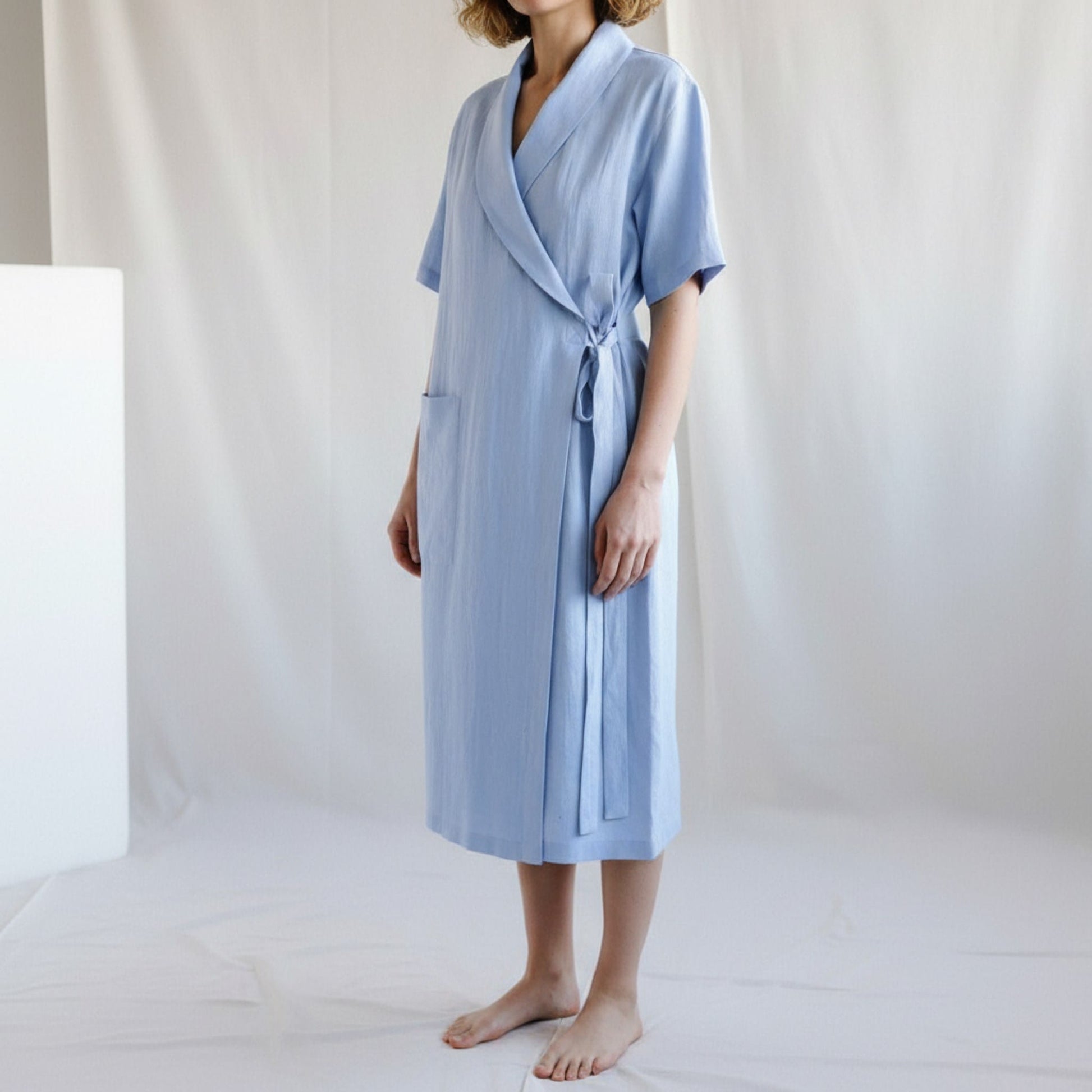 Short Sleeve Linen Robe, Linen Robe Womens
