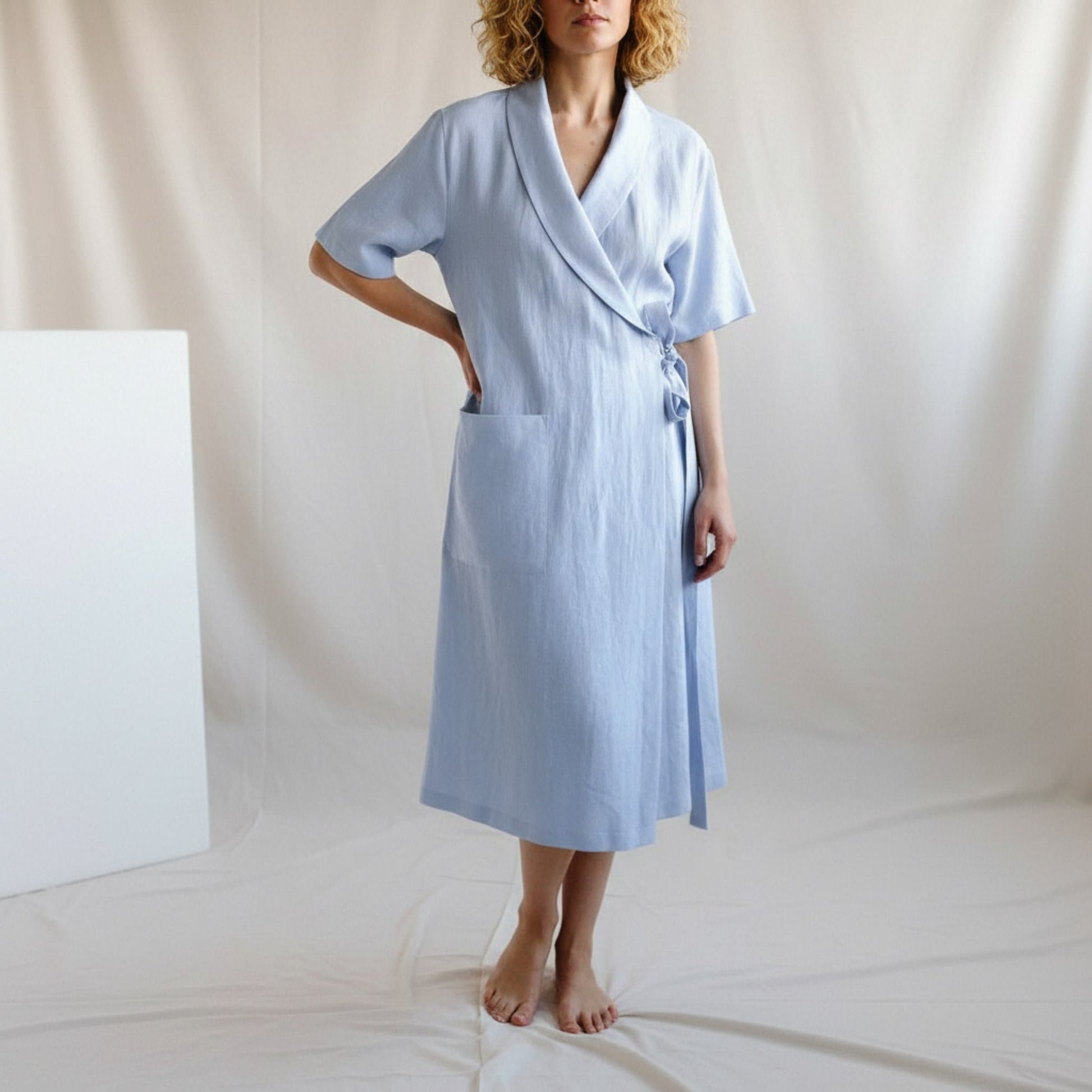 Short Sleeve Linen Robe, Linen Robe Womens