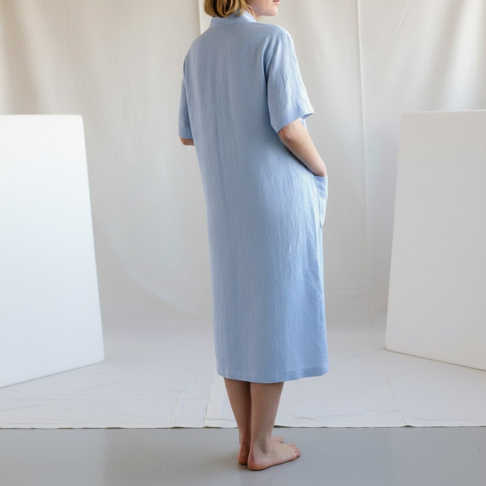Short Sleeve Linen Robe, Linen Robe Womens