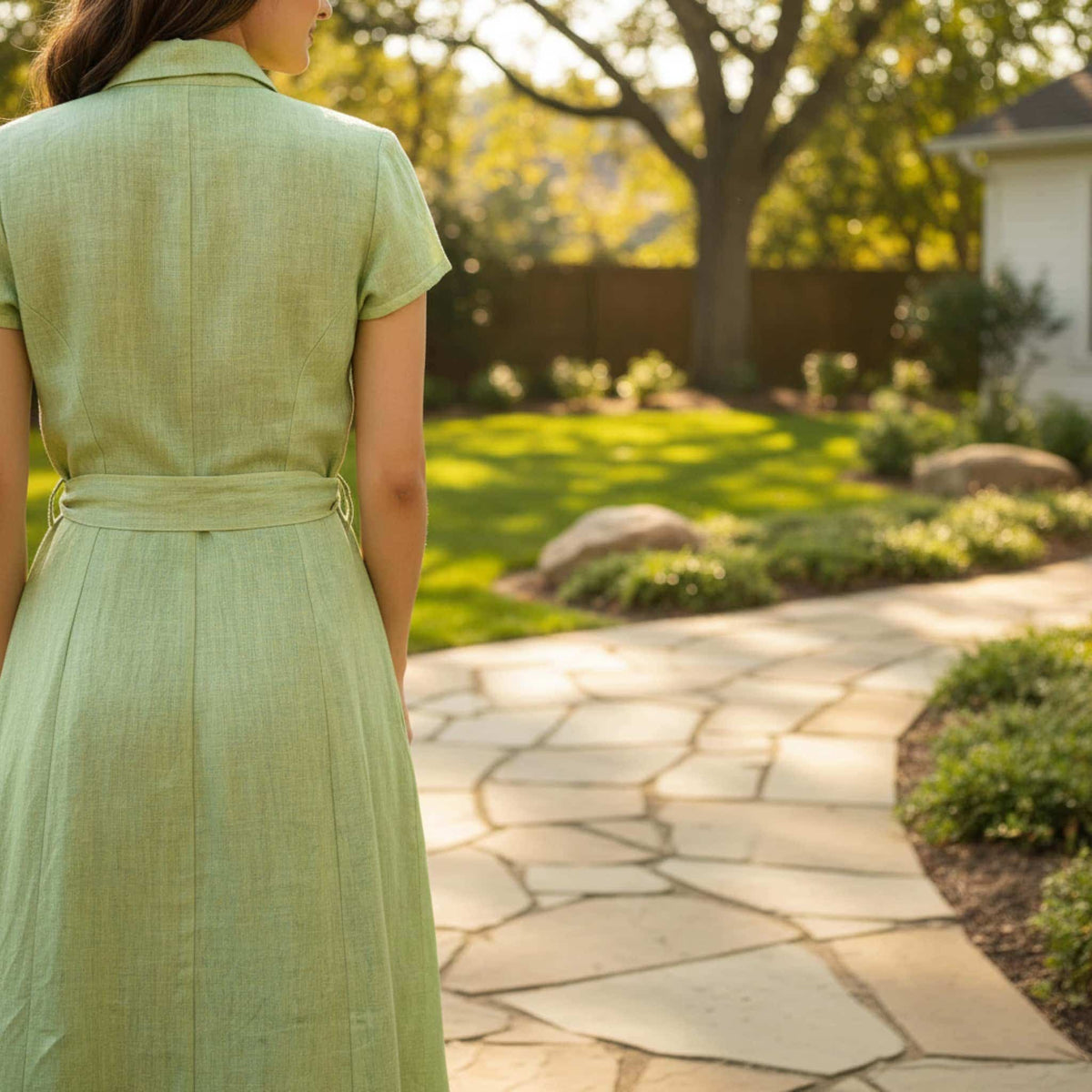 Short Sleeve Linen Shirt Dress, Button Down Maxi Dress