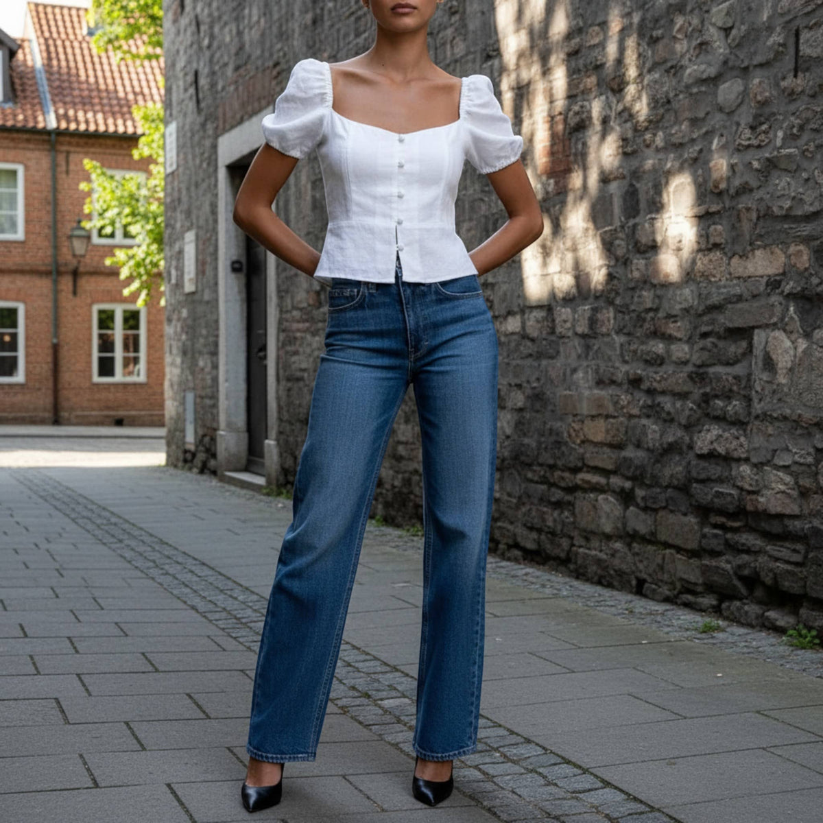 Short Sleeve Linen Top, Linen Peplum Top