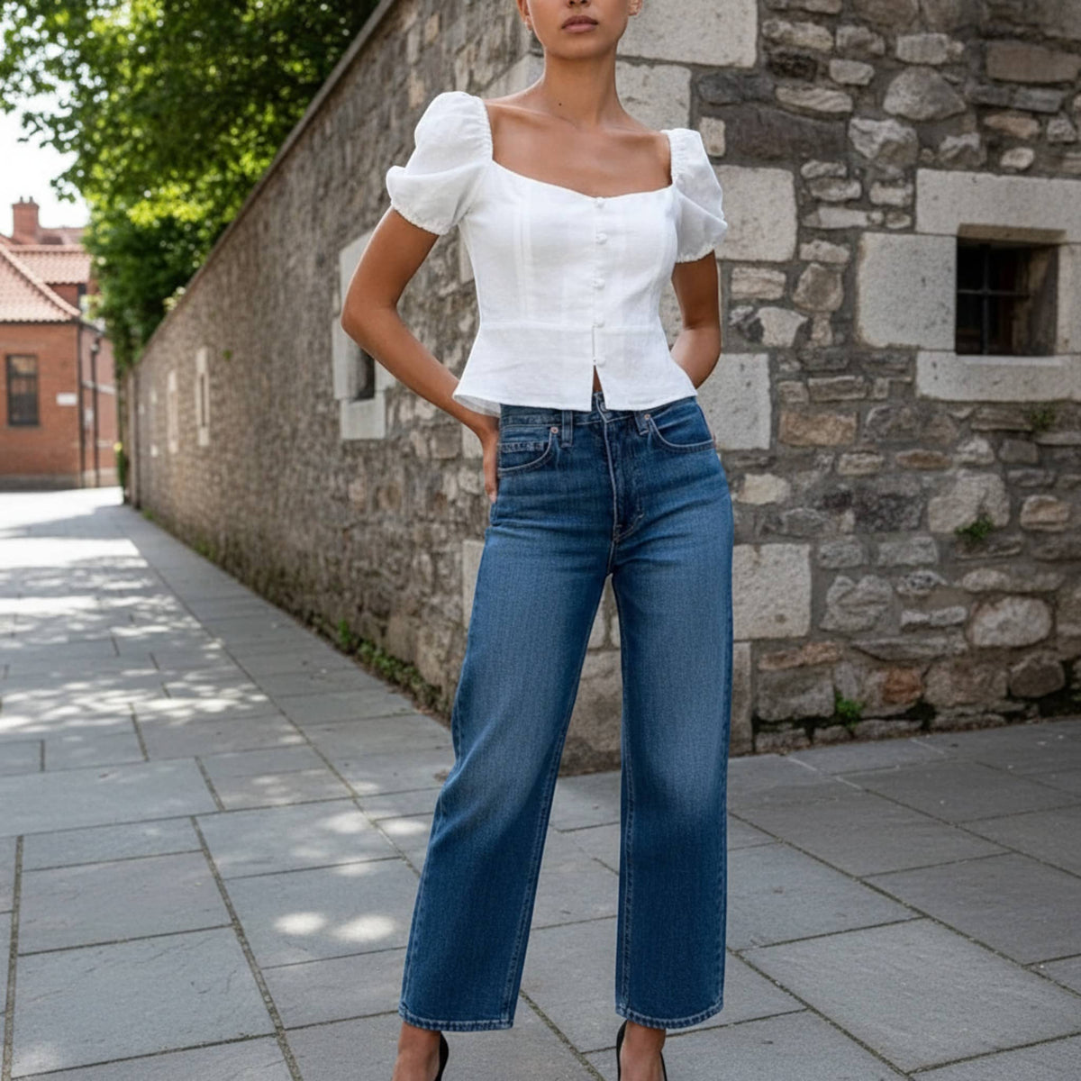 Short Sleeve Linen Top, Linen Peplum Top
