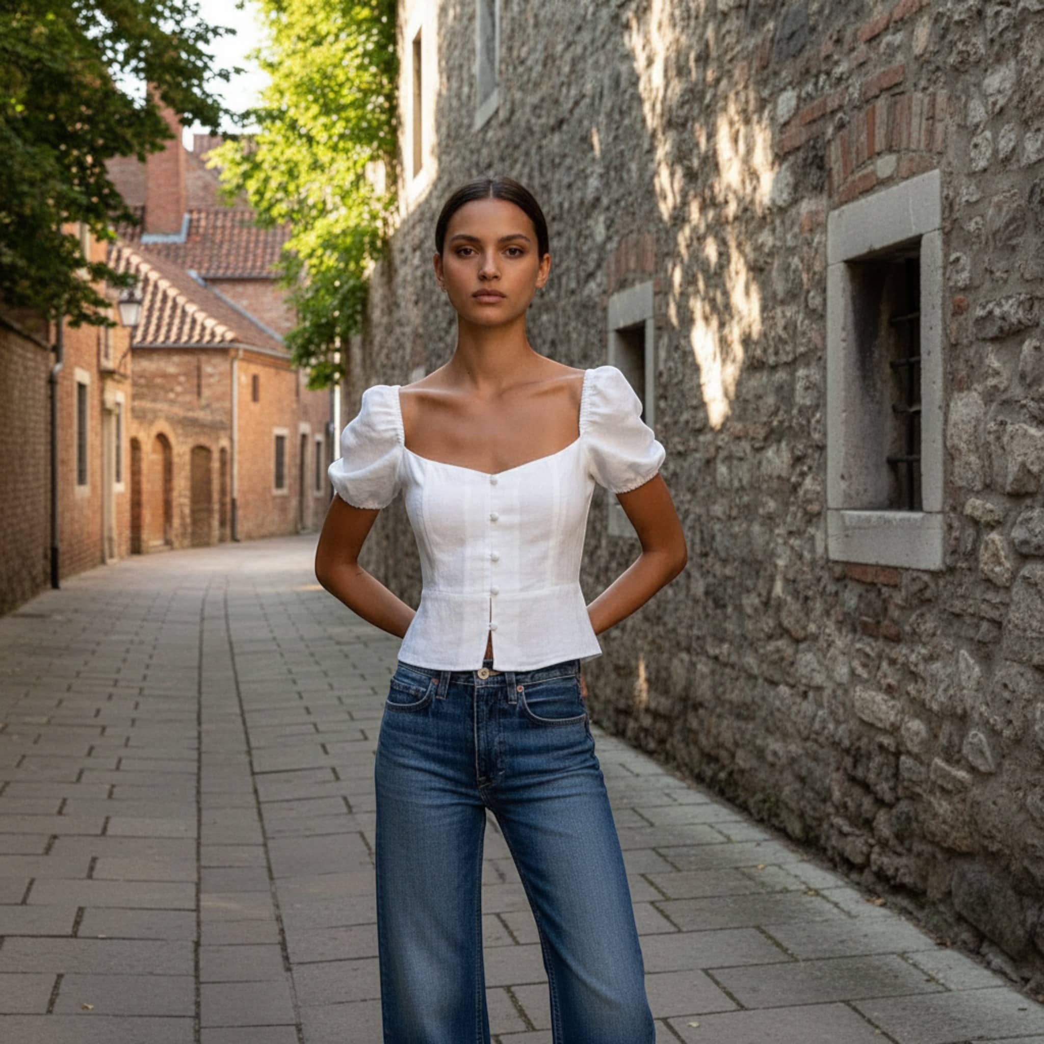 Short Sleeve Linen Top, Linen Peplum Top
