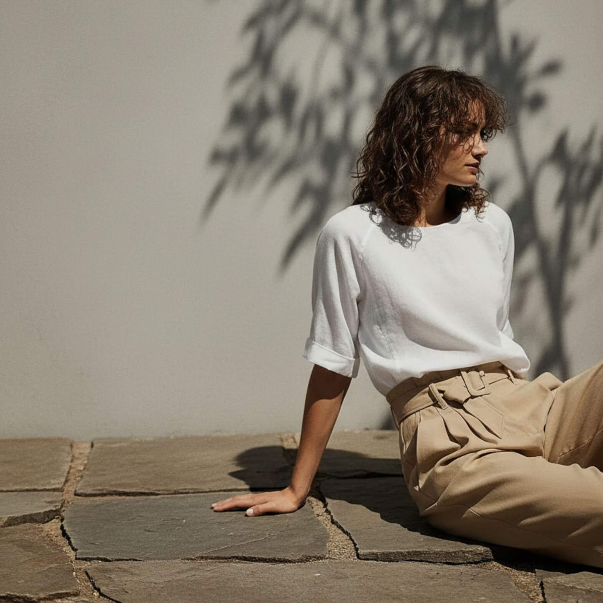 Short Sleeve Linen Top, Round Neck Linen Tee