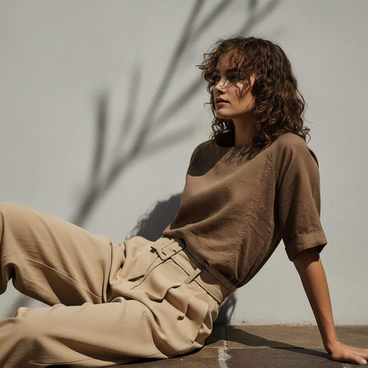Short Sleeve Linen Top, Round Neck Linen Tee