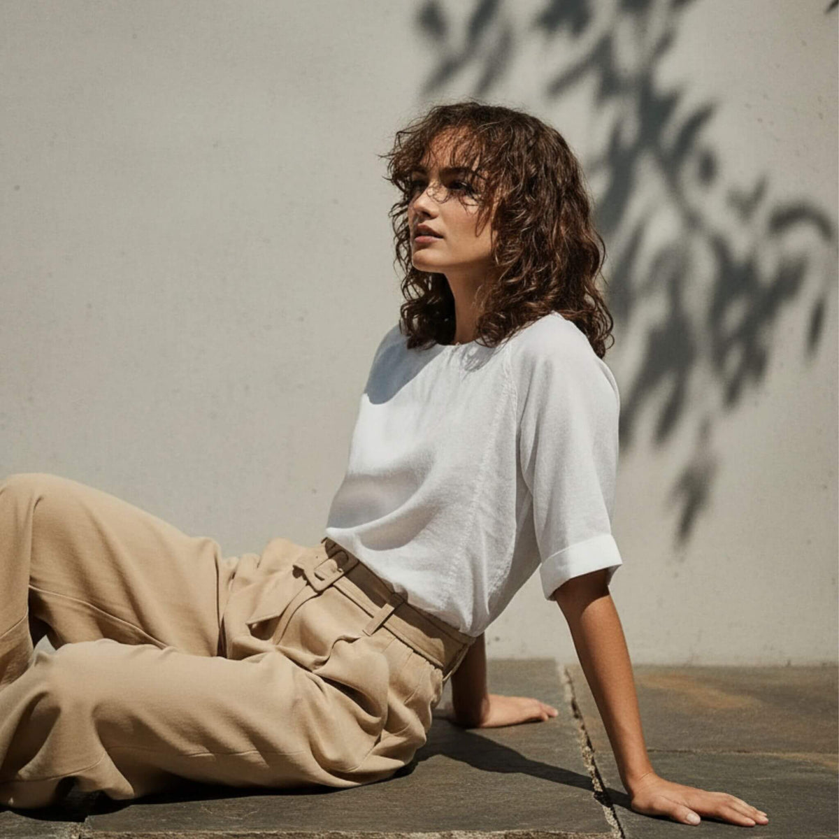 Short Sleeve Linen Top, Round Neck Linen Tee