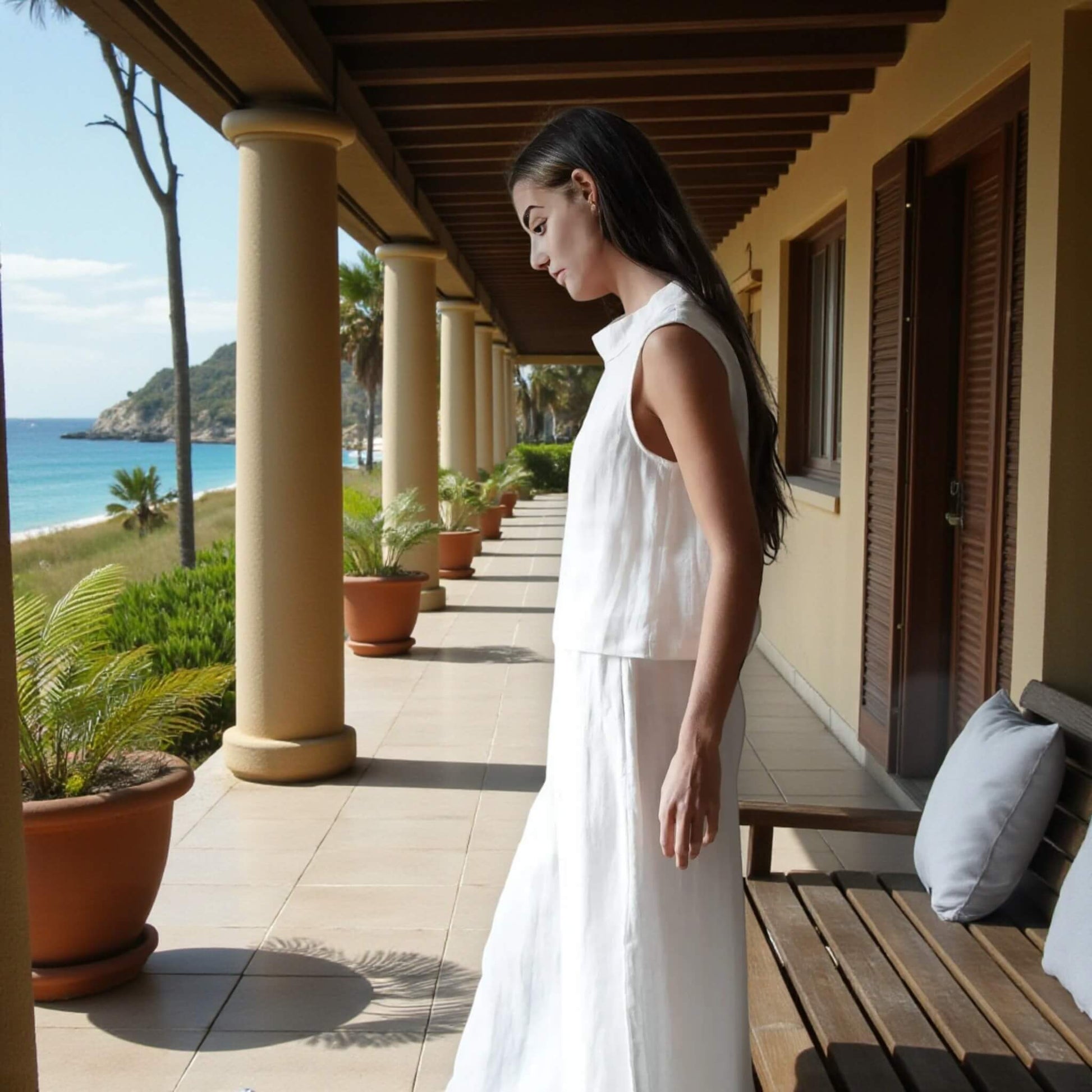 Sleeveless Boxy Linen Top, Linen Mock Neck Top