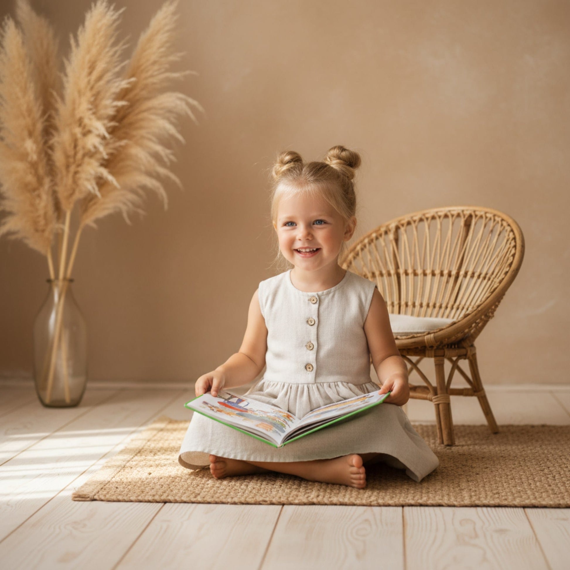 Sleeveless Girls Linen Dress, Linen Dress For Kids