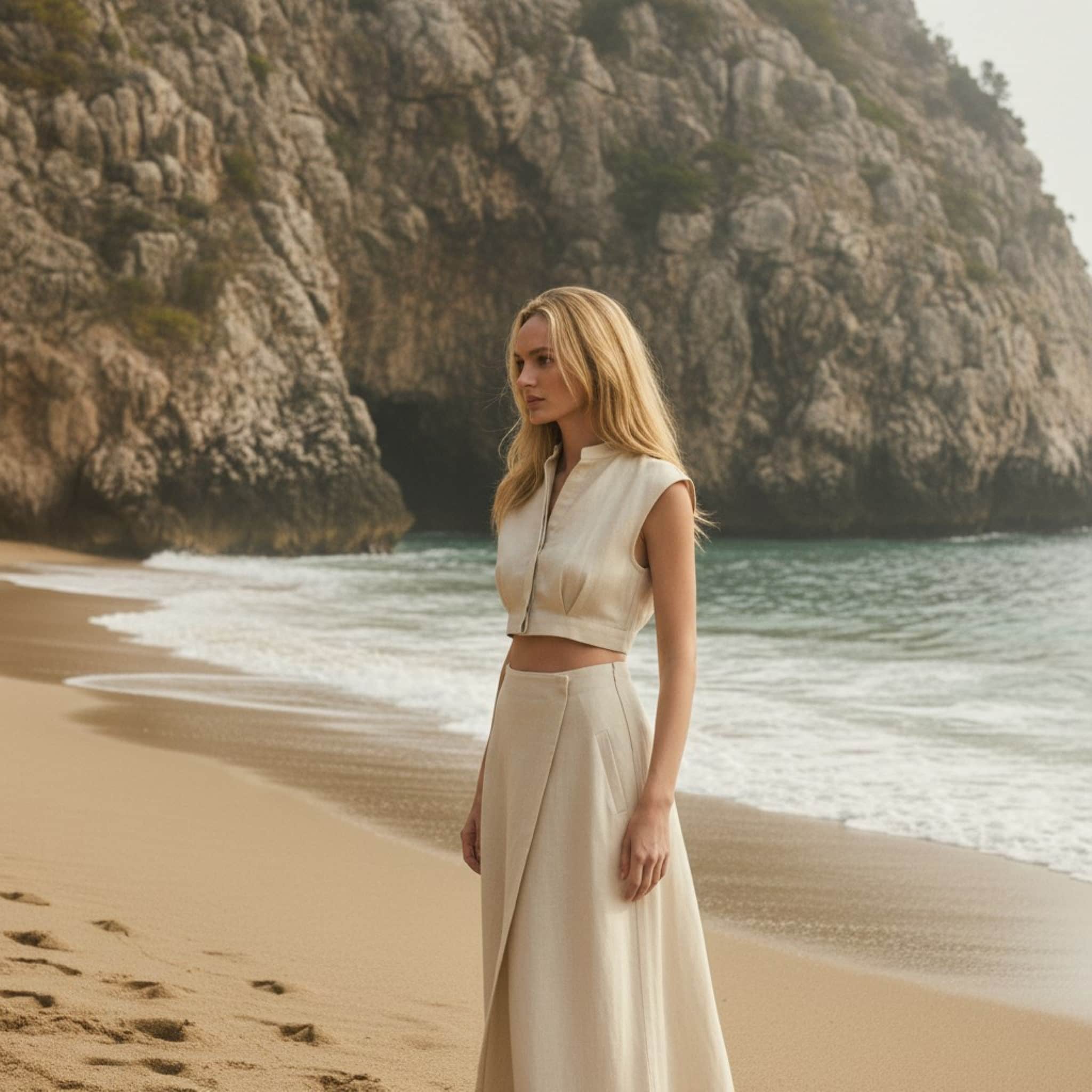 Sleeveless Linen Crop Top, Button Front Linen Top