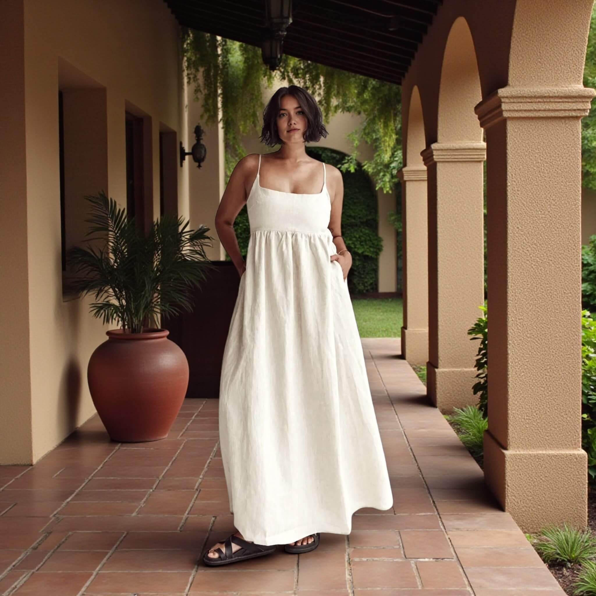 Sleeveless Linen Maxi Dress, Linen Long Dress