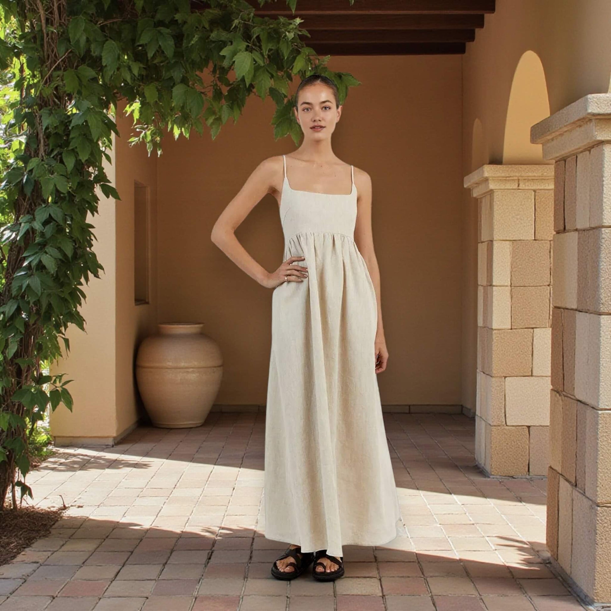 Sleeveless Linen Maxi Dress, Linen Long Dress