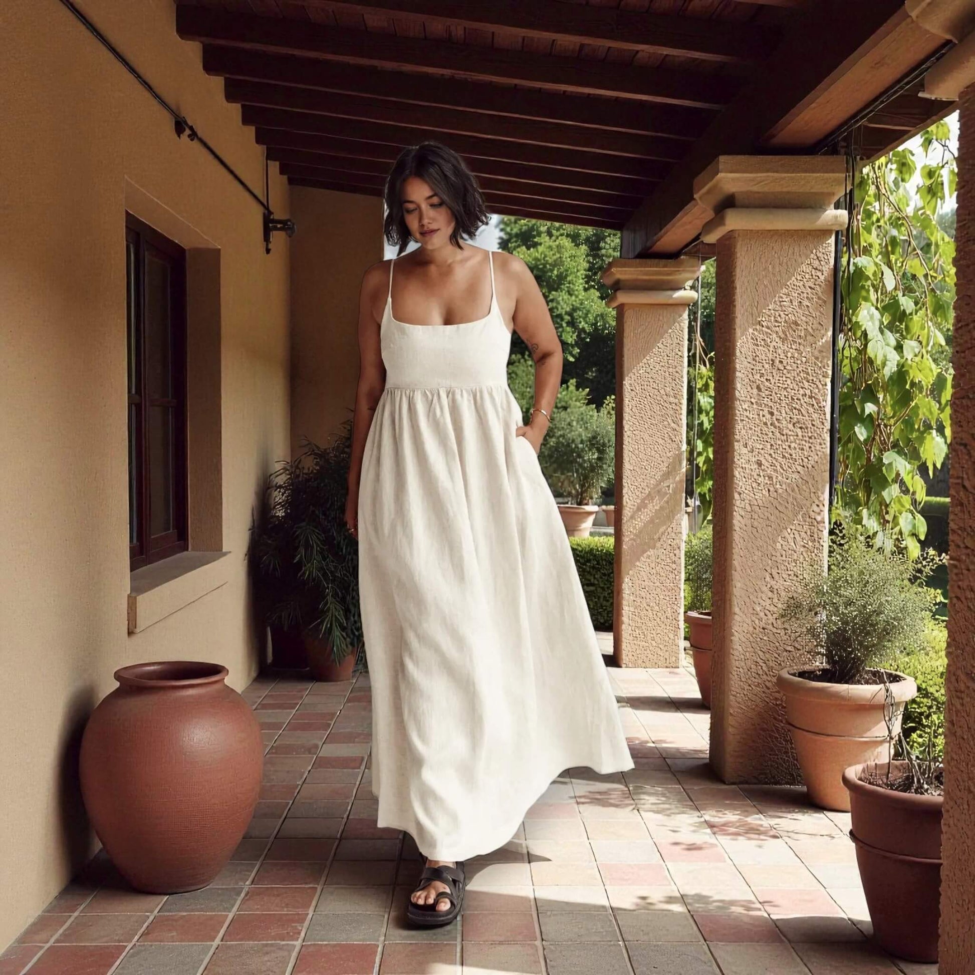 Sleeveless Linen Maxi Dress, Linen Long Dress