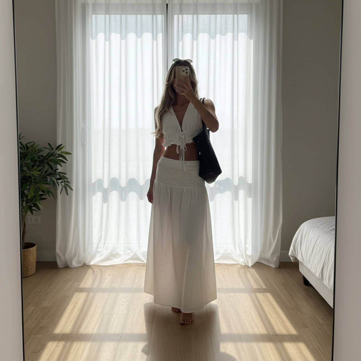 Sleeveless Linen Tie Front Top, V Neck Linen Crop Top