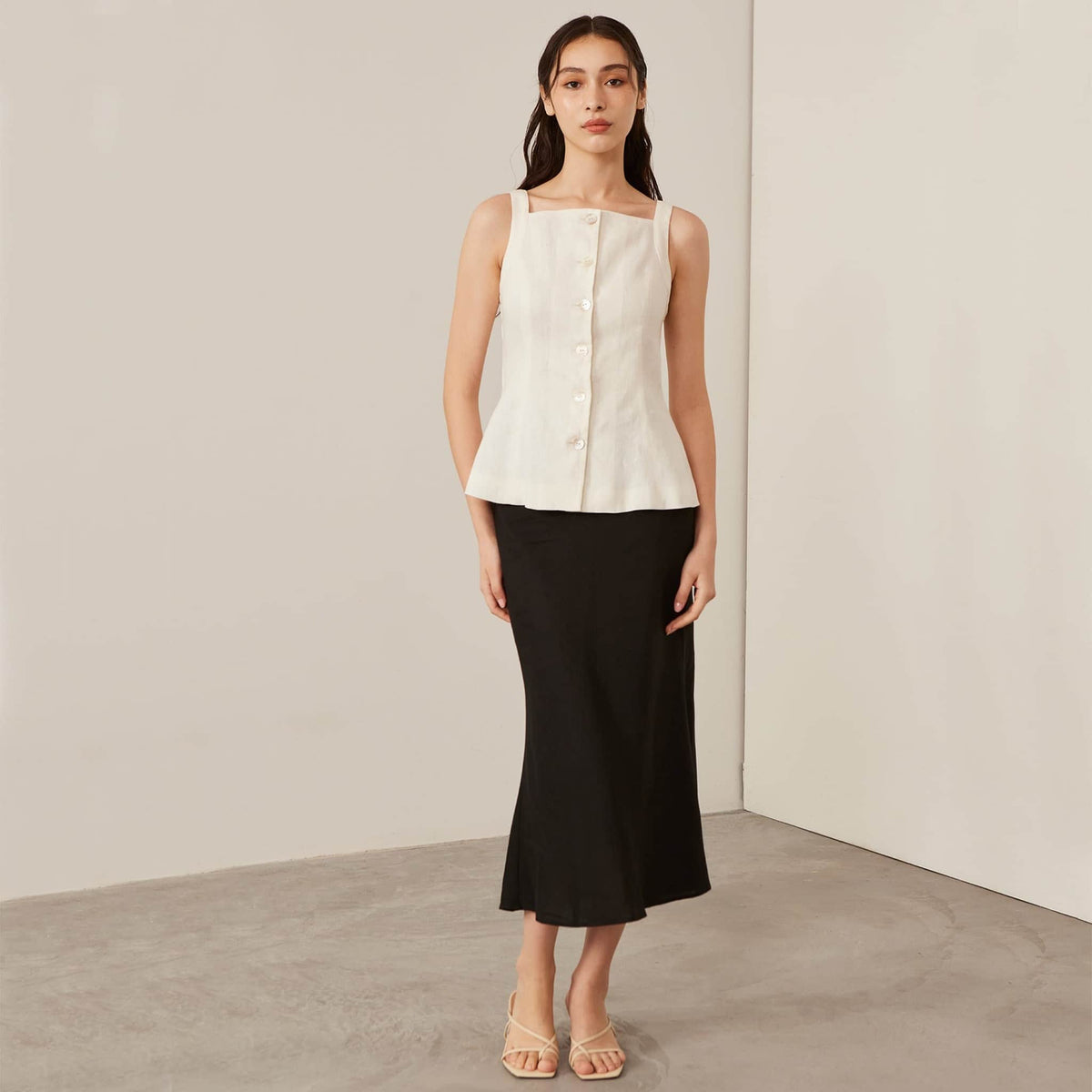 Sleeveless Linen Vest Top, Button Front Linen Top