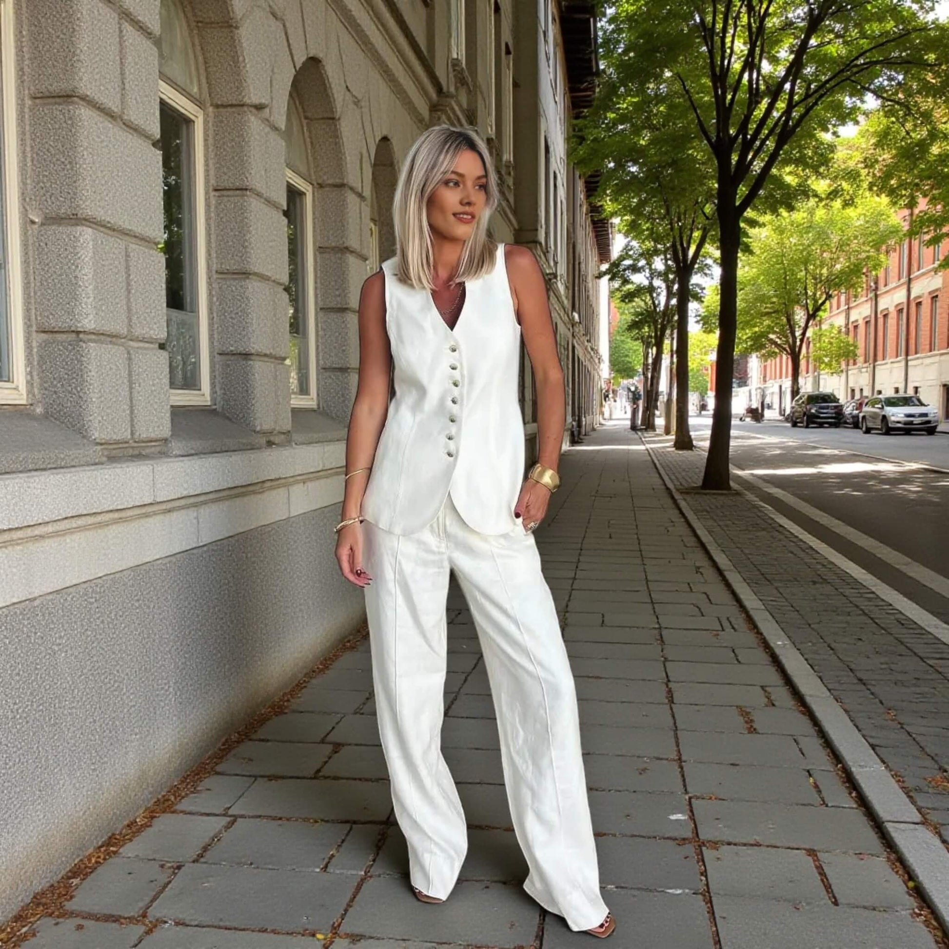 Sleeveless Linen Vest Top, Tailored Linen Waistcoat