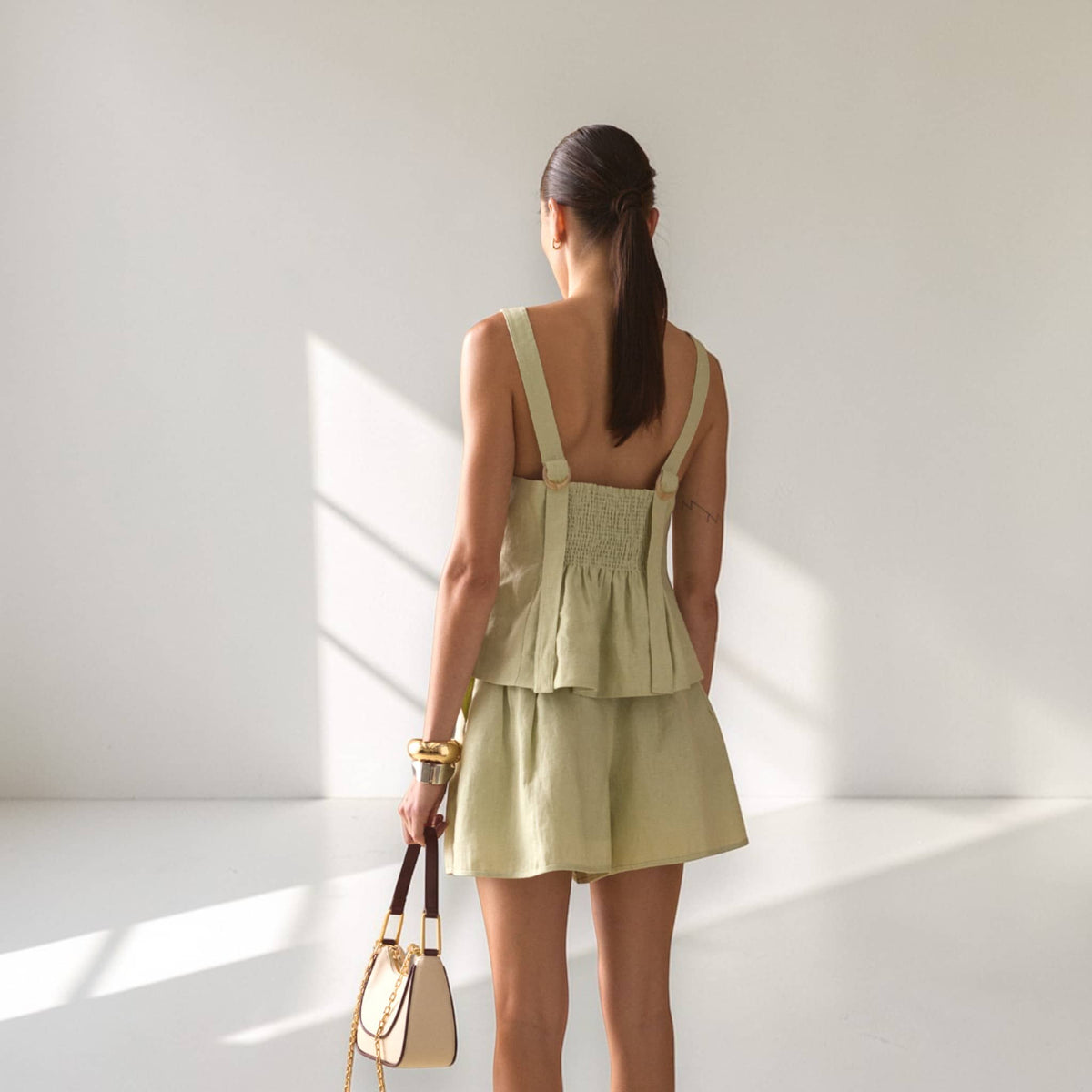 Sleeveless V Neck Linen Top, Button Front Linen Blouse