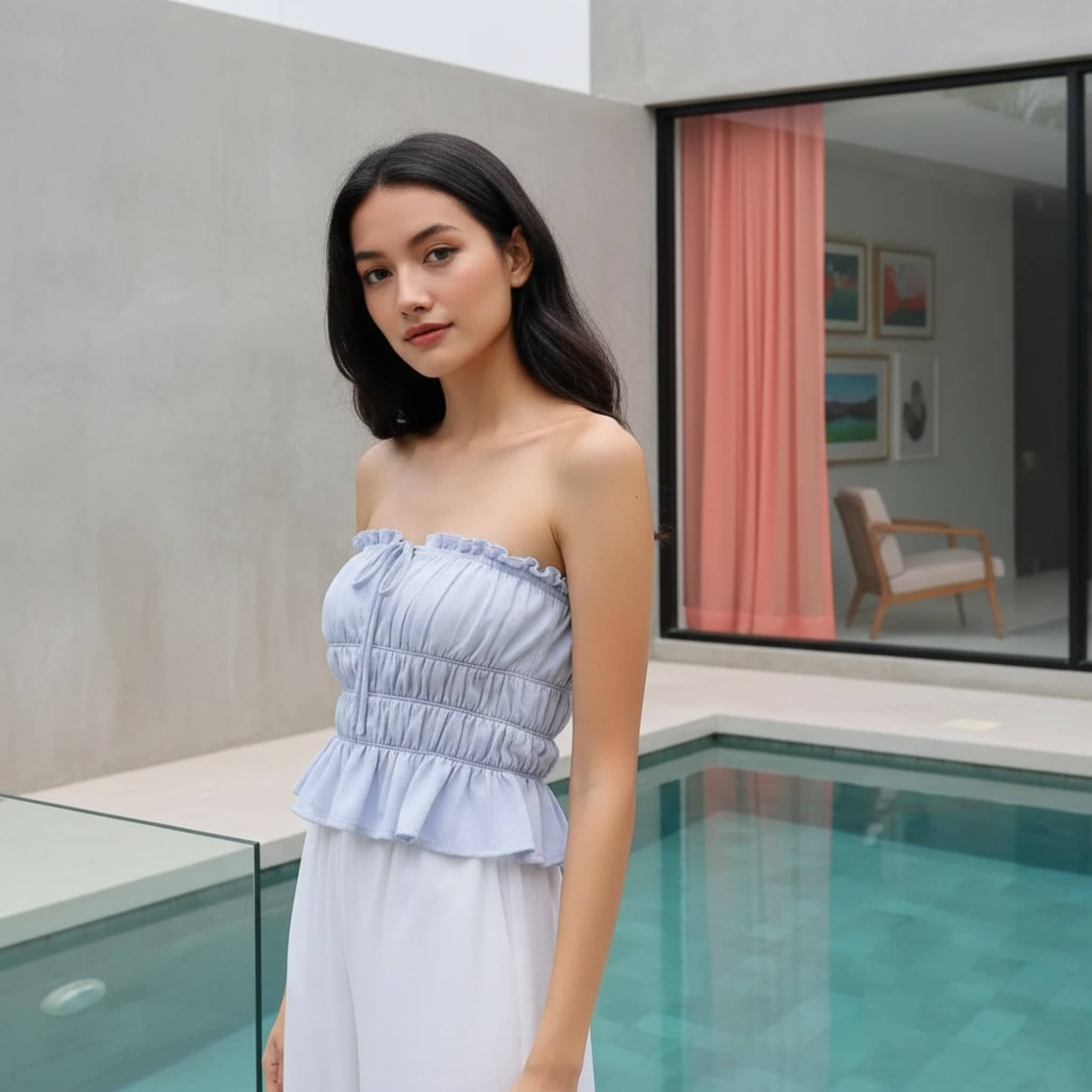 Smocked Linen Tube Top, Strapless Linen Top