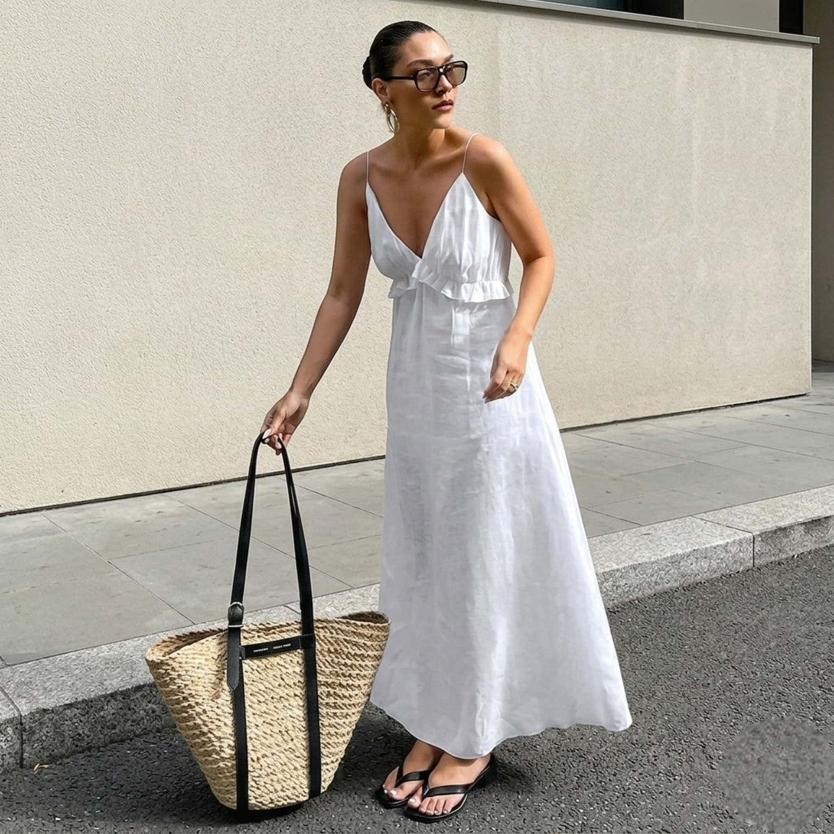 Spaghetti Strap Maxi Dress, Deep V Summer Dress