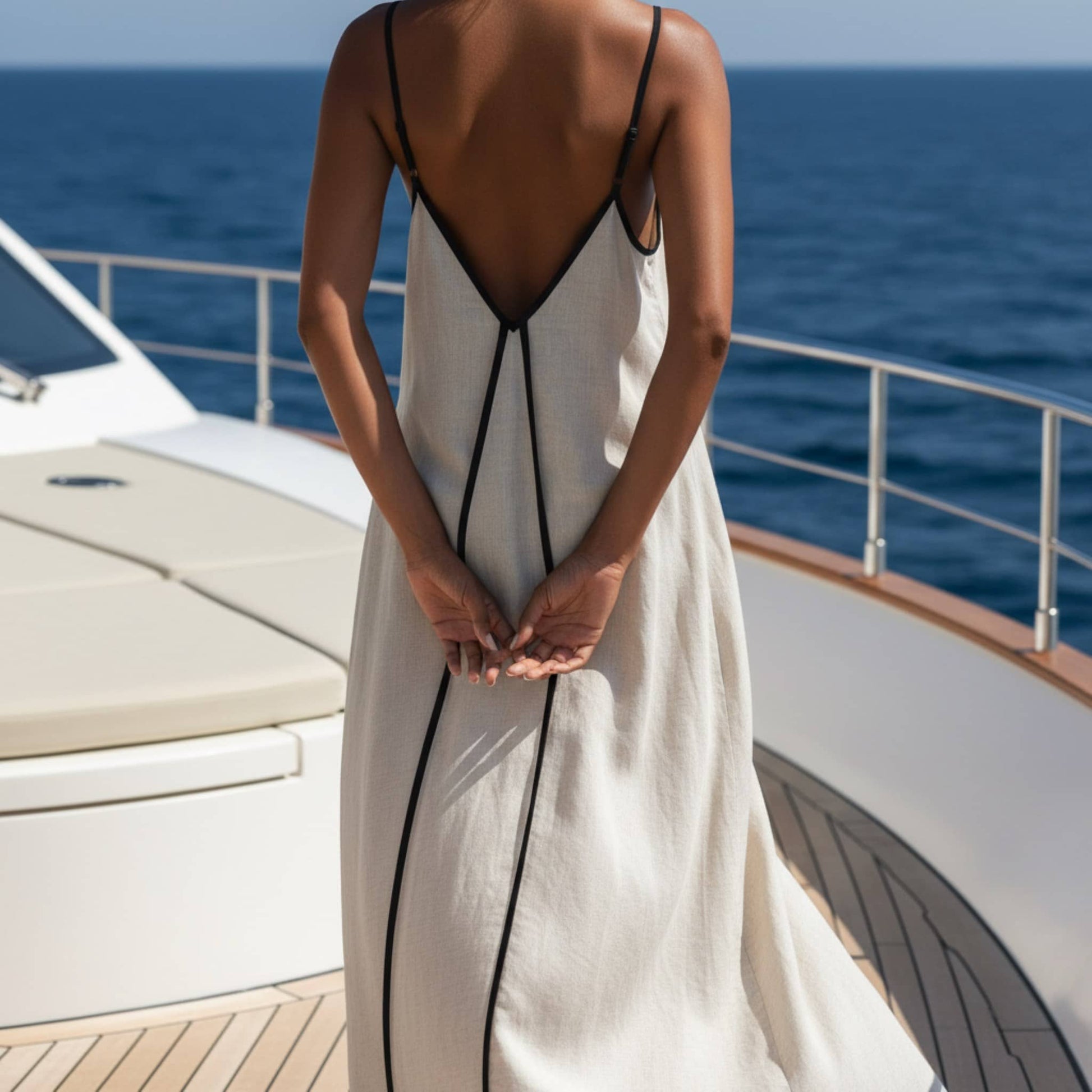 Spaghetti Strap Maxi Dress, Linen V Back Maxi Dress