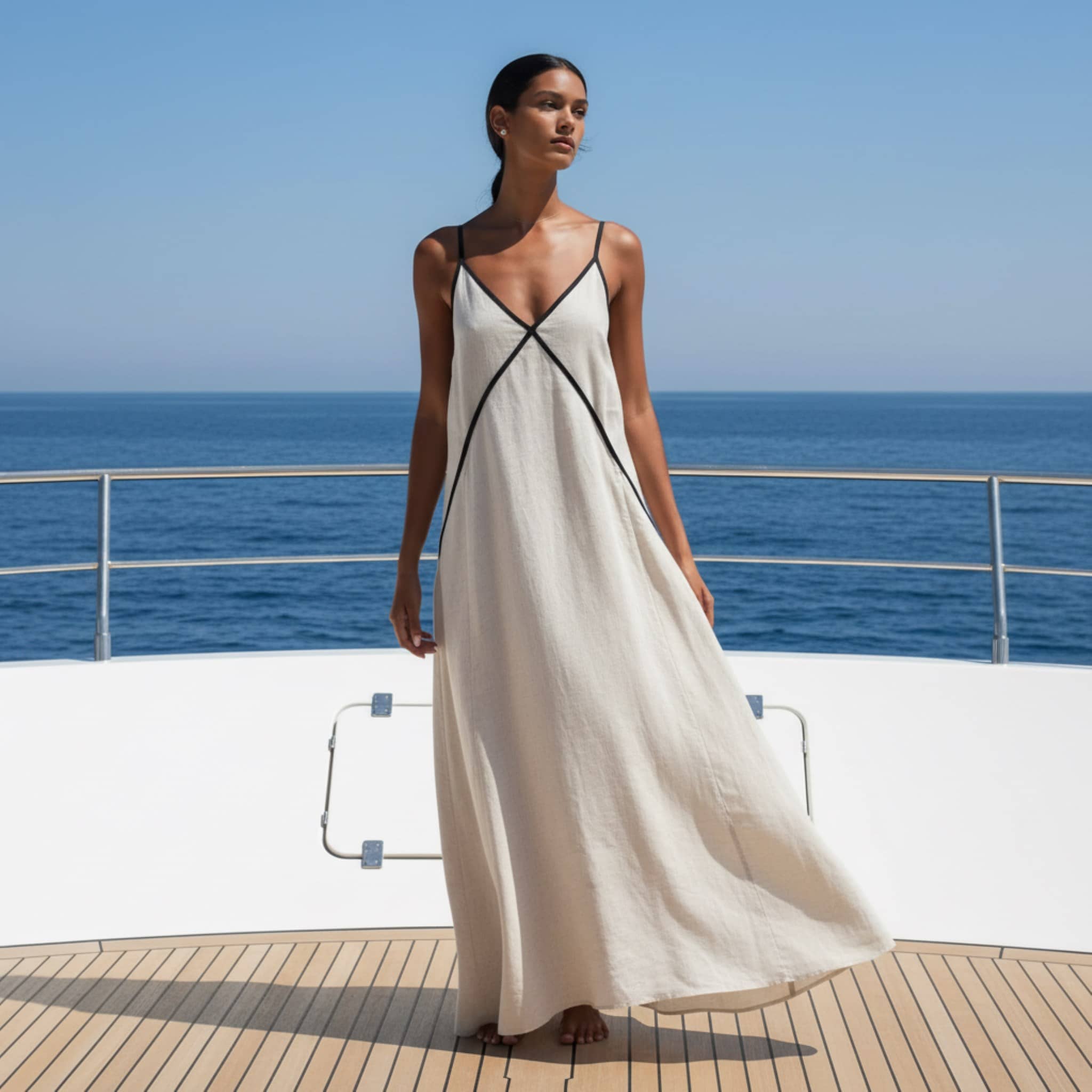 Spaghetti Strap Maxi Dress, Linen V Back Maxi Dress
