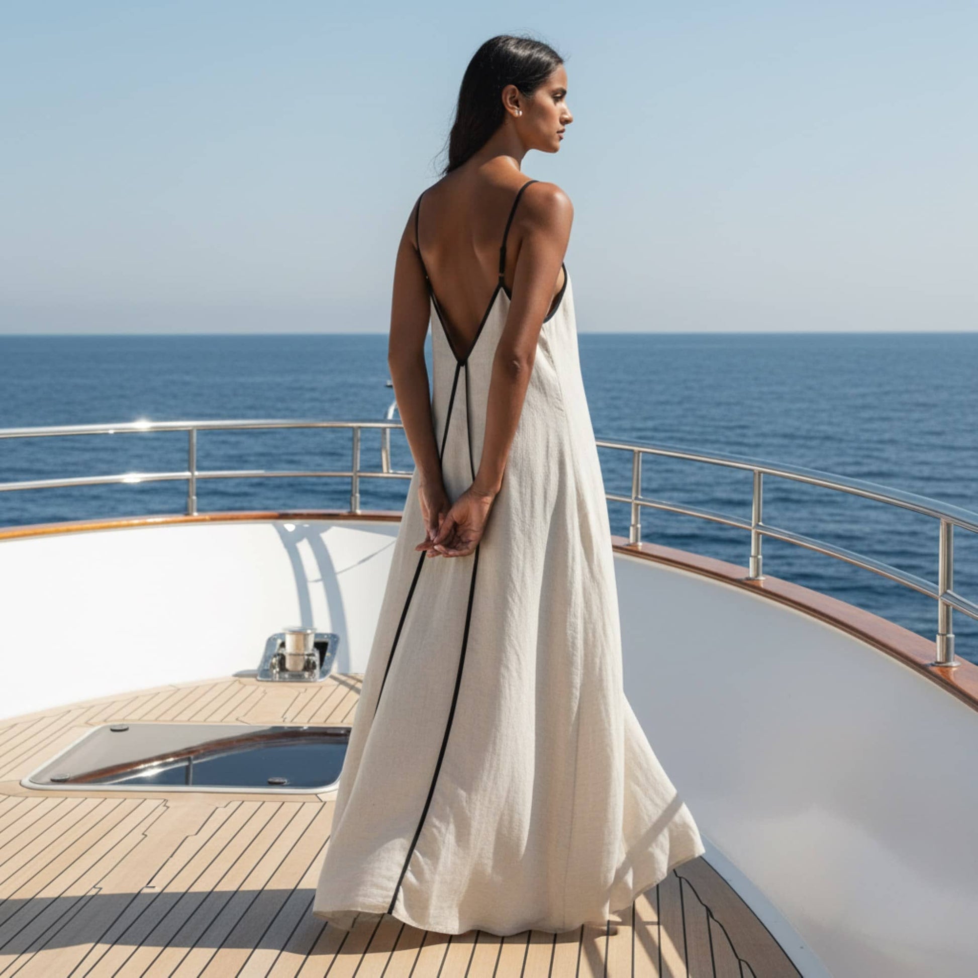 Spaghetti Strap Maxi Dress, Linen V Back Maxi Dress