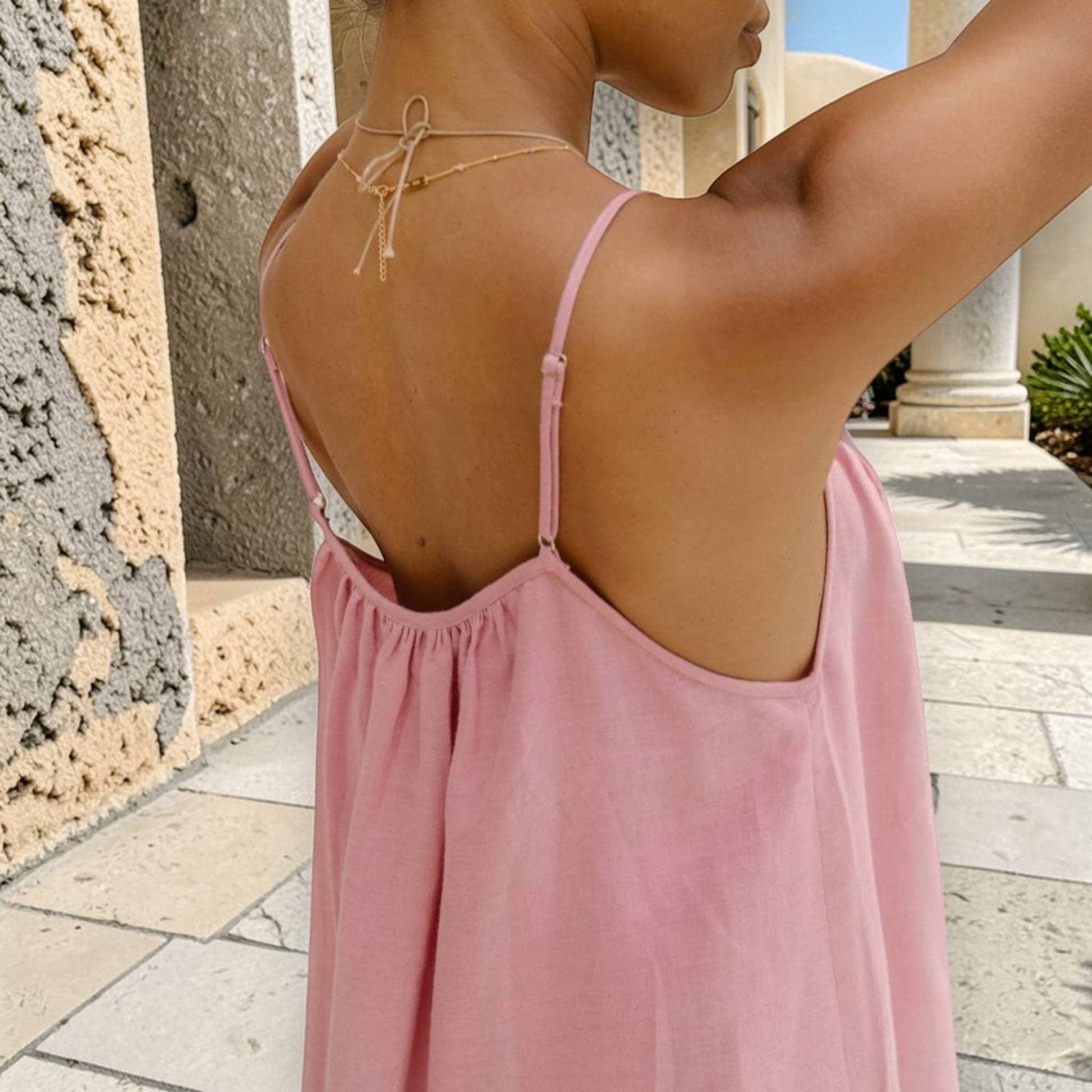 Spaghetti Strap Maxi Dress, Relaxed A Line Linen Dress