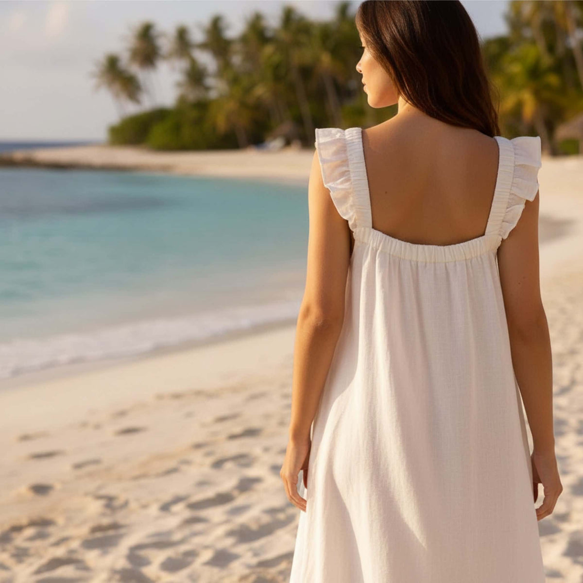 Square Neck Linen Maxi Dress, A Line Maxi Dress