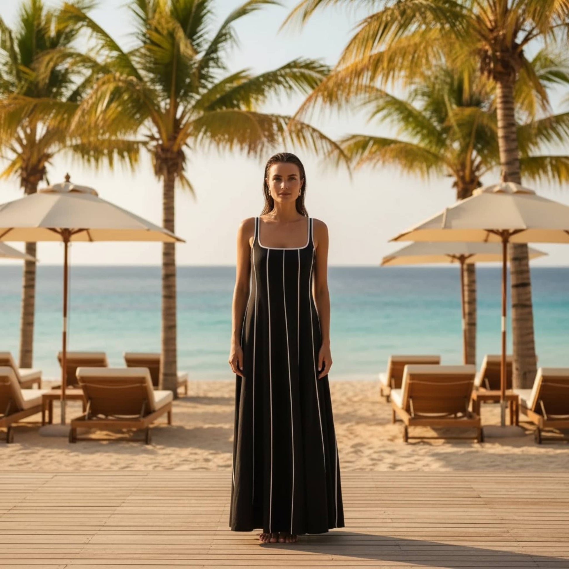 Square Neck Linen Maxi Dress, Sleeveless Summer Linen Dress