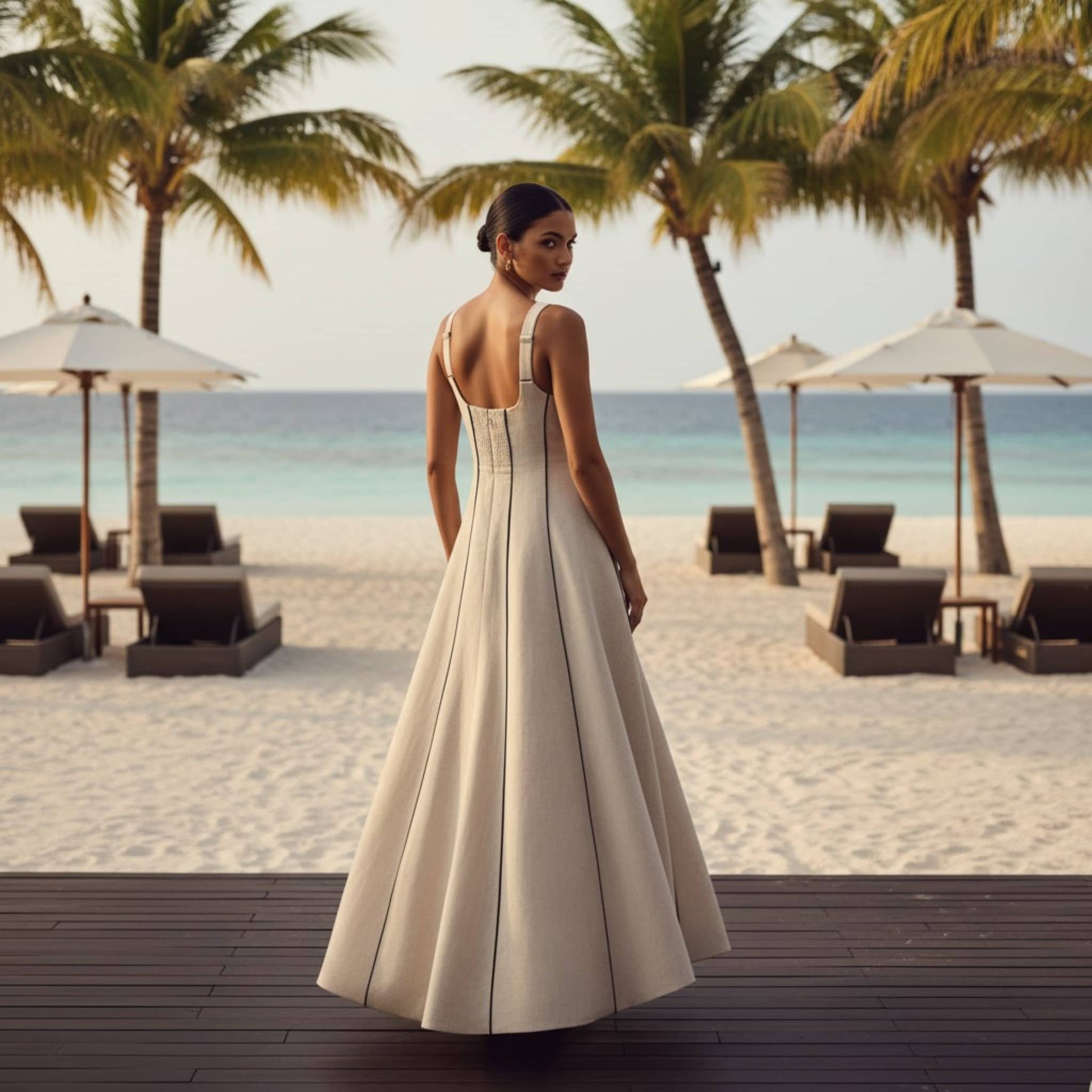 Square Neck Linen Maxi Dress, Sleeveless Summer Linen Dress